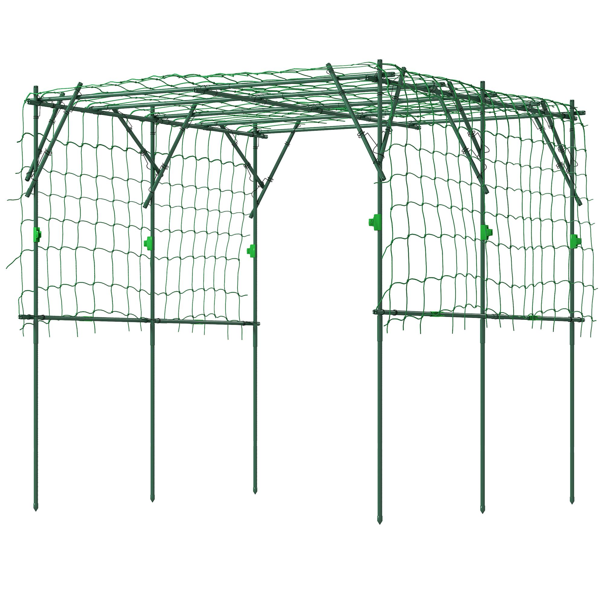 Green Cucumber Plant Trellis with Climbing Net, 87.8 Inch