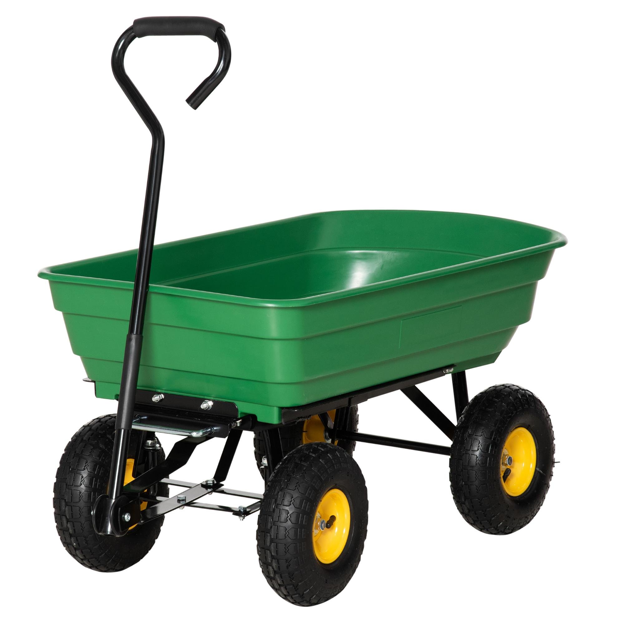75 L Green Garden Cart with Tipping PP Tub