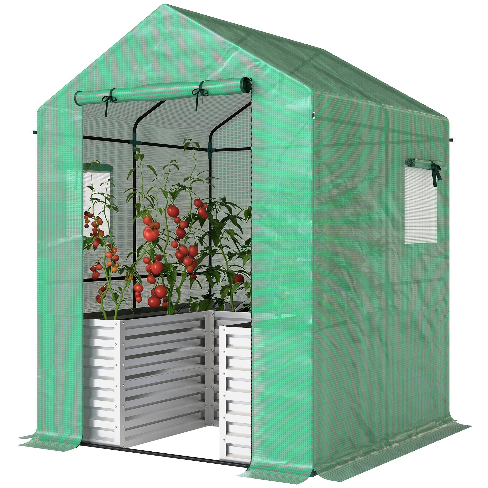 Green Raised Bed Greenhouse with PE Cover, 55.5 in