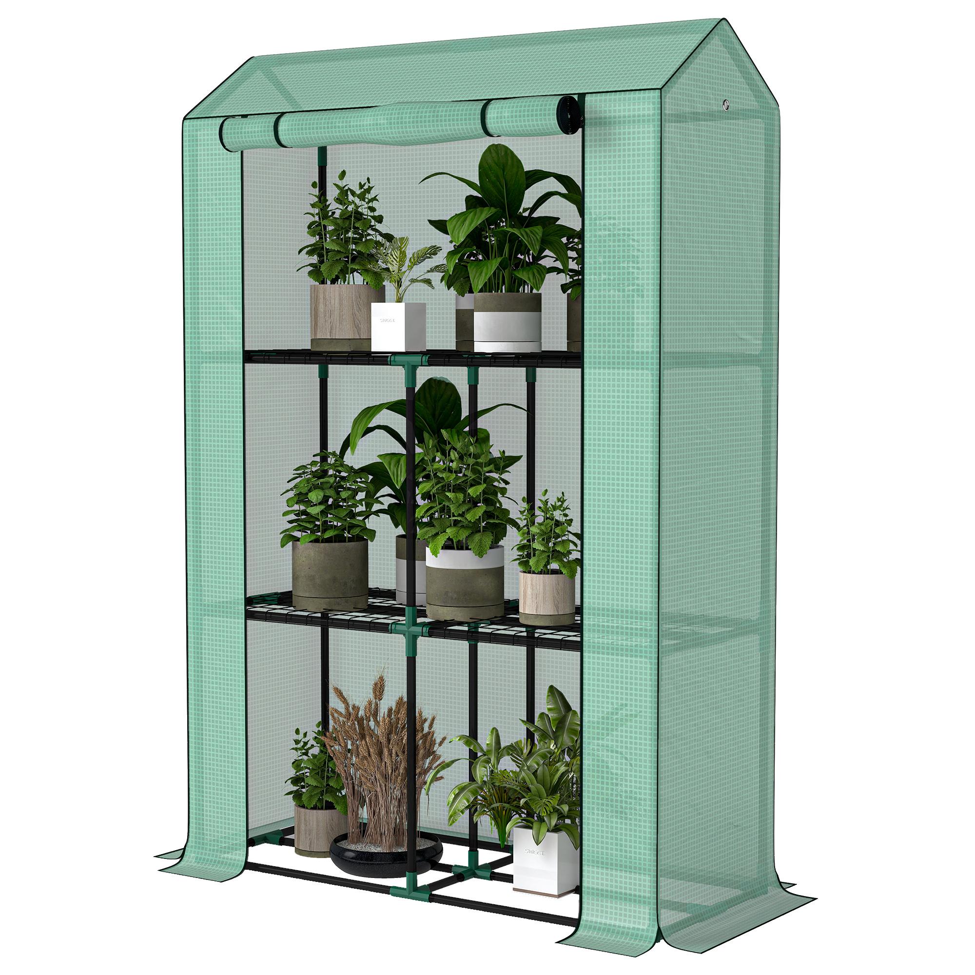 Green Polyethylene Plant Greenhouse with 3 Tiers