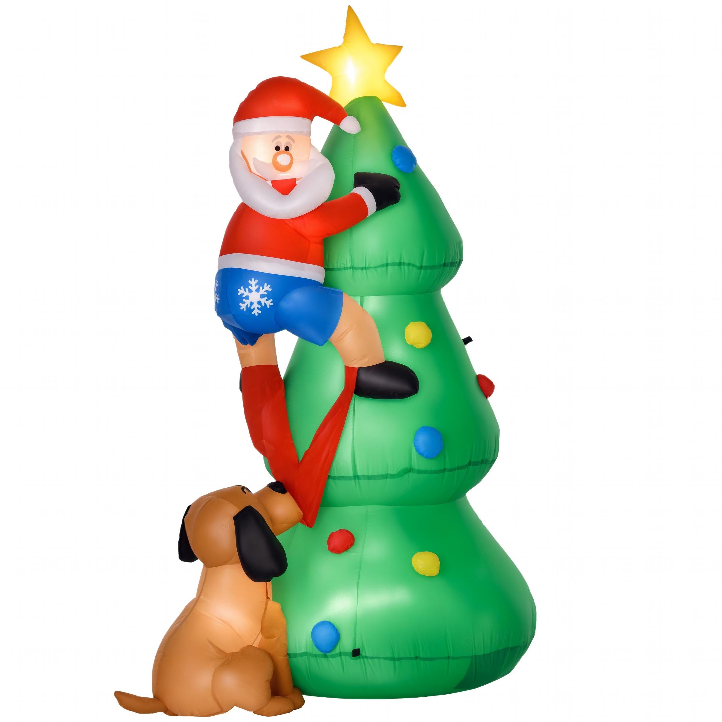 6ft Santa Dog Christmas Inflatable with LED Lights