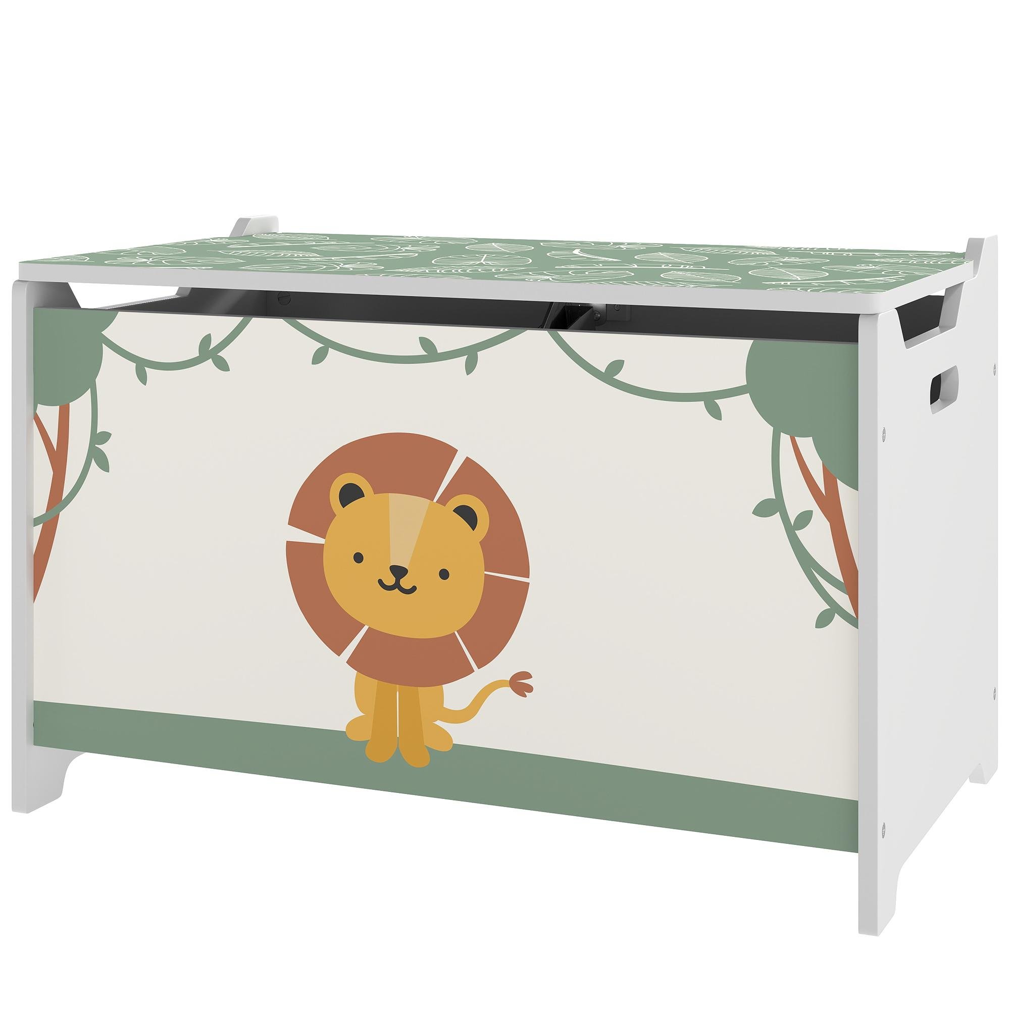 Green MDF Toy Chest with Safety Hinges for Kids