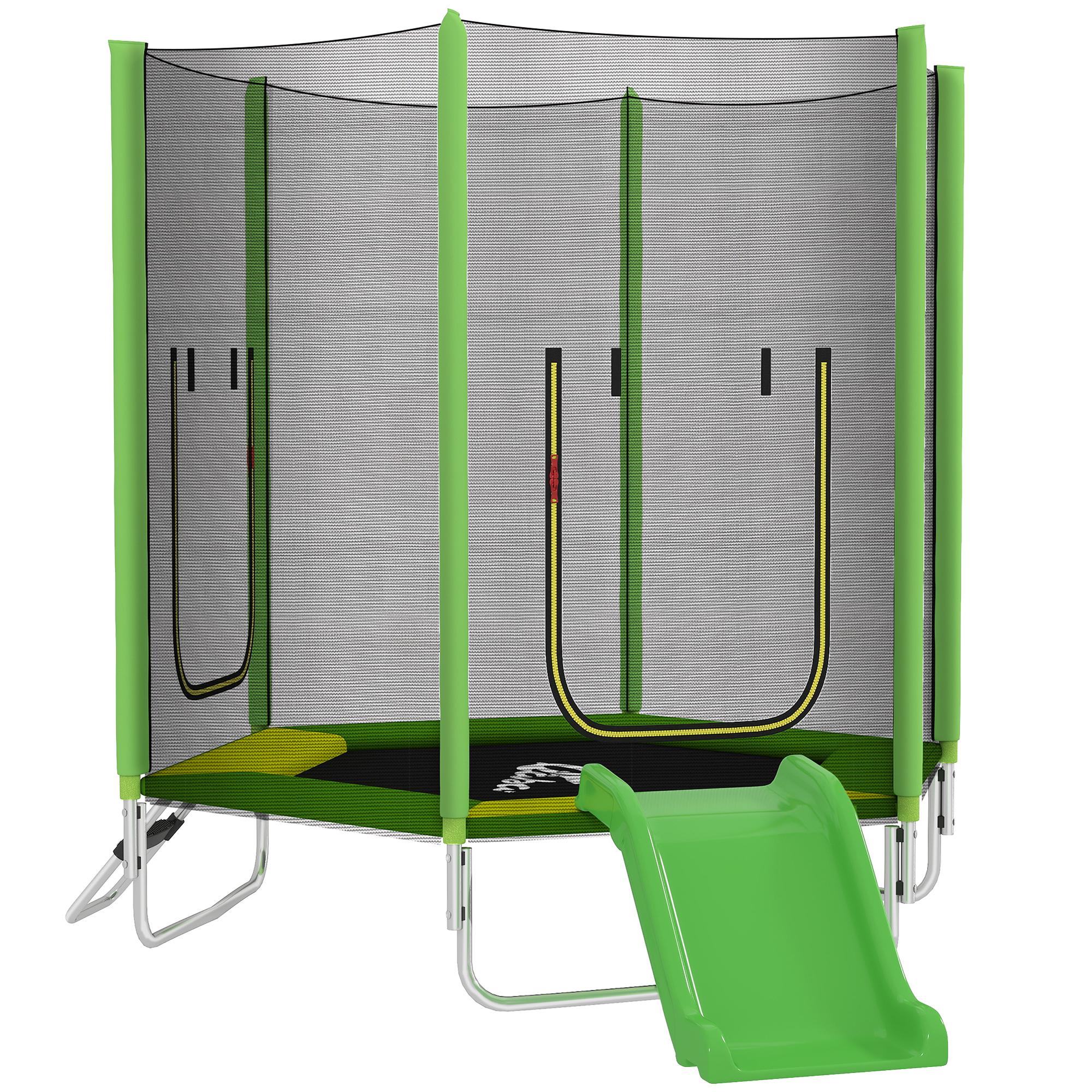 Green 65 Inch Kids Trampoline with Slide