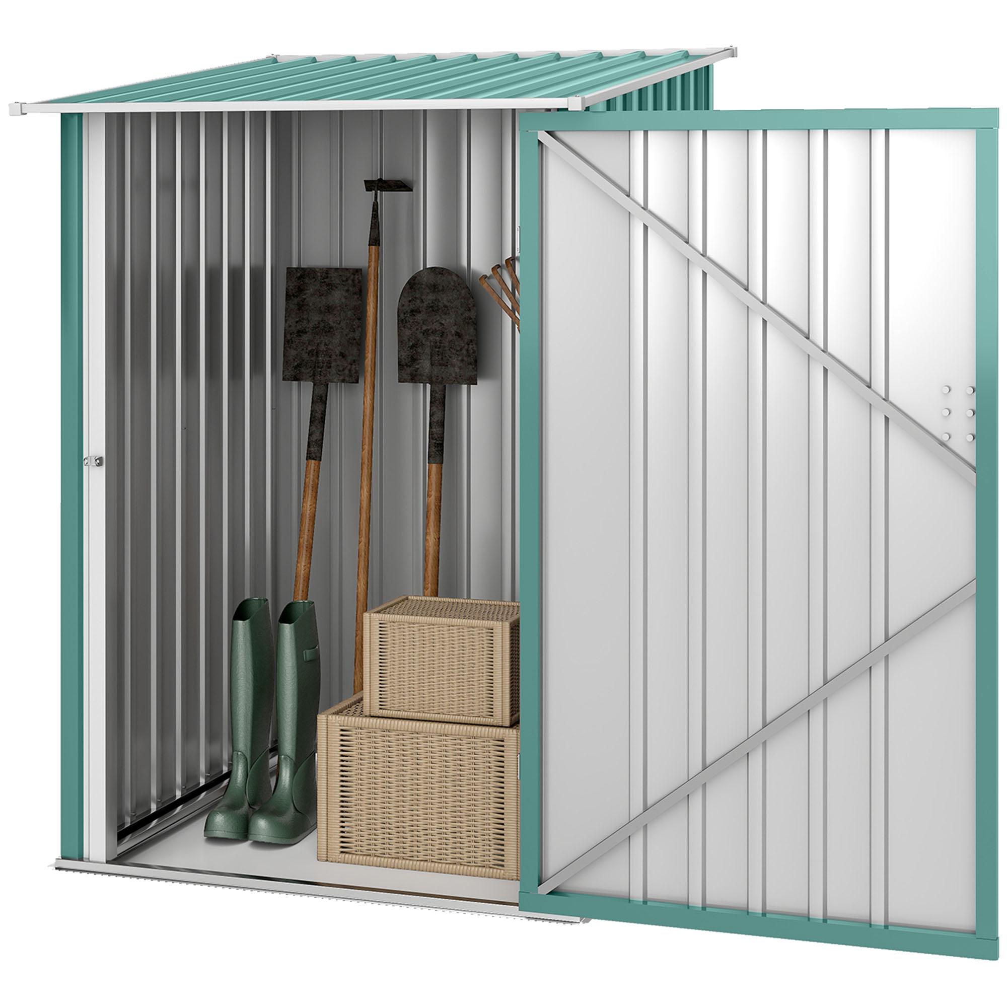 Green 3x3 Alloy Steel Shed with Sloped Roof for Gardens