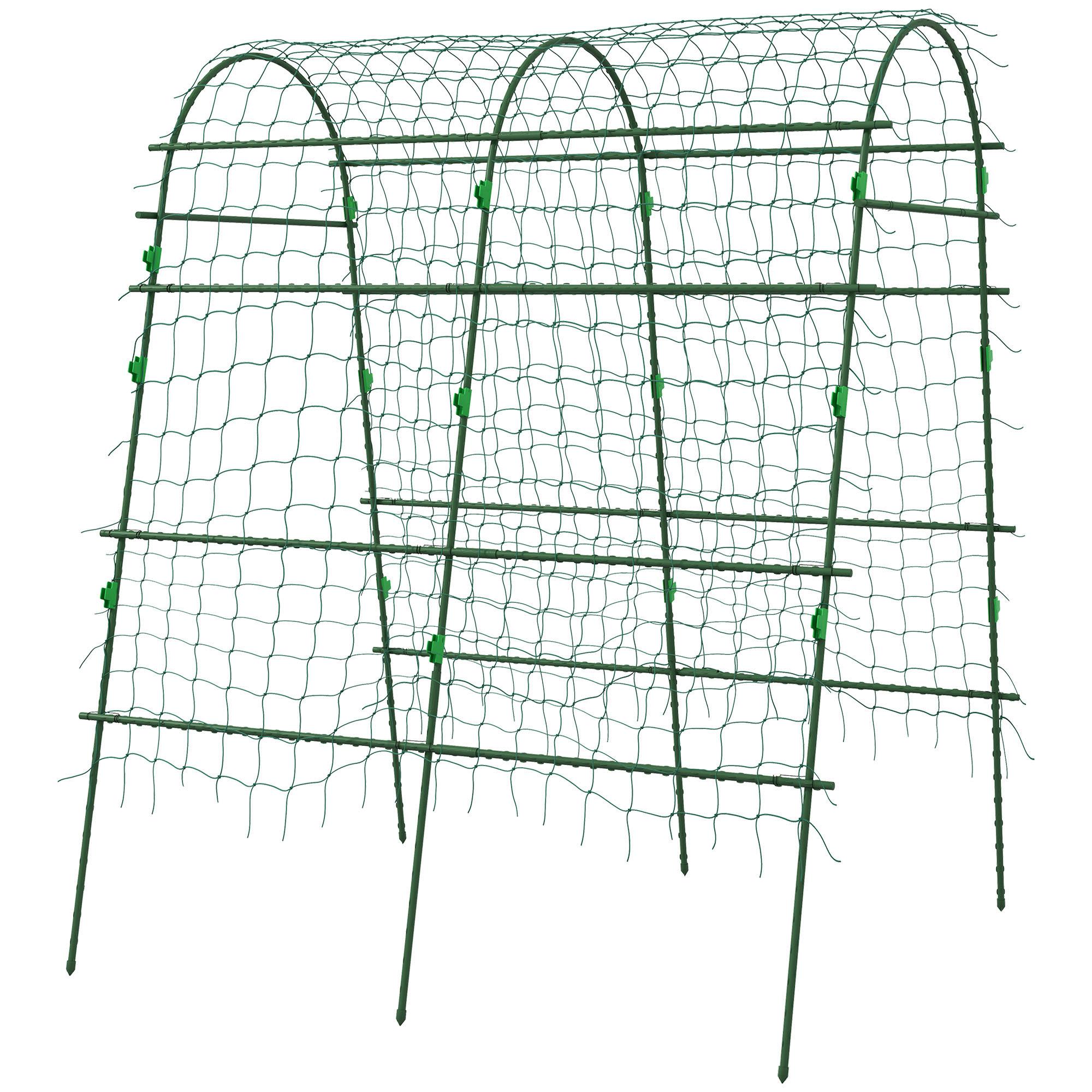 Green Metal Arch Trellis with Net, 81.1 in Tall