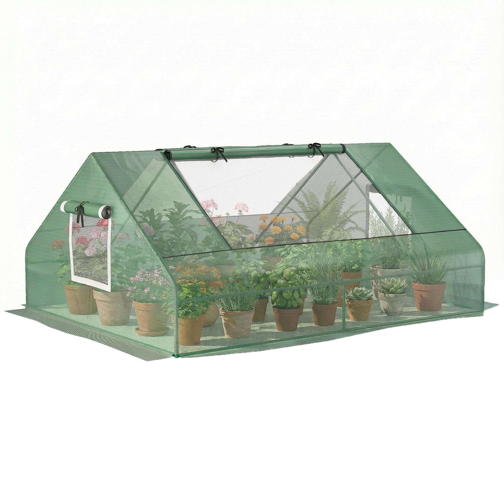 large green PE greenhouse with Zippered Windows, 70.9 x 55.1 in