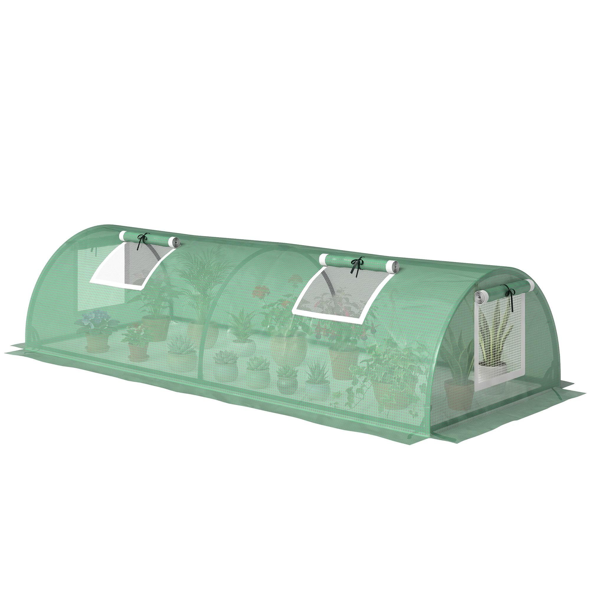 Green Mini Greenhouse with Five Mesh Windows, 7' x 3' x 2'