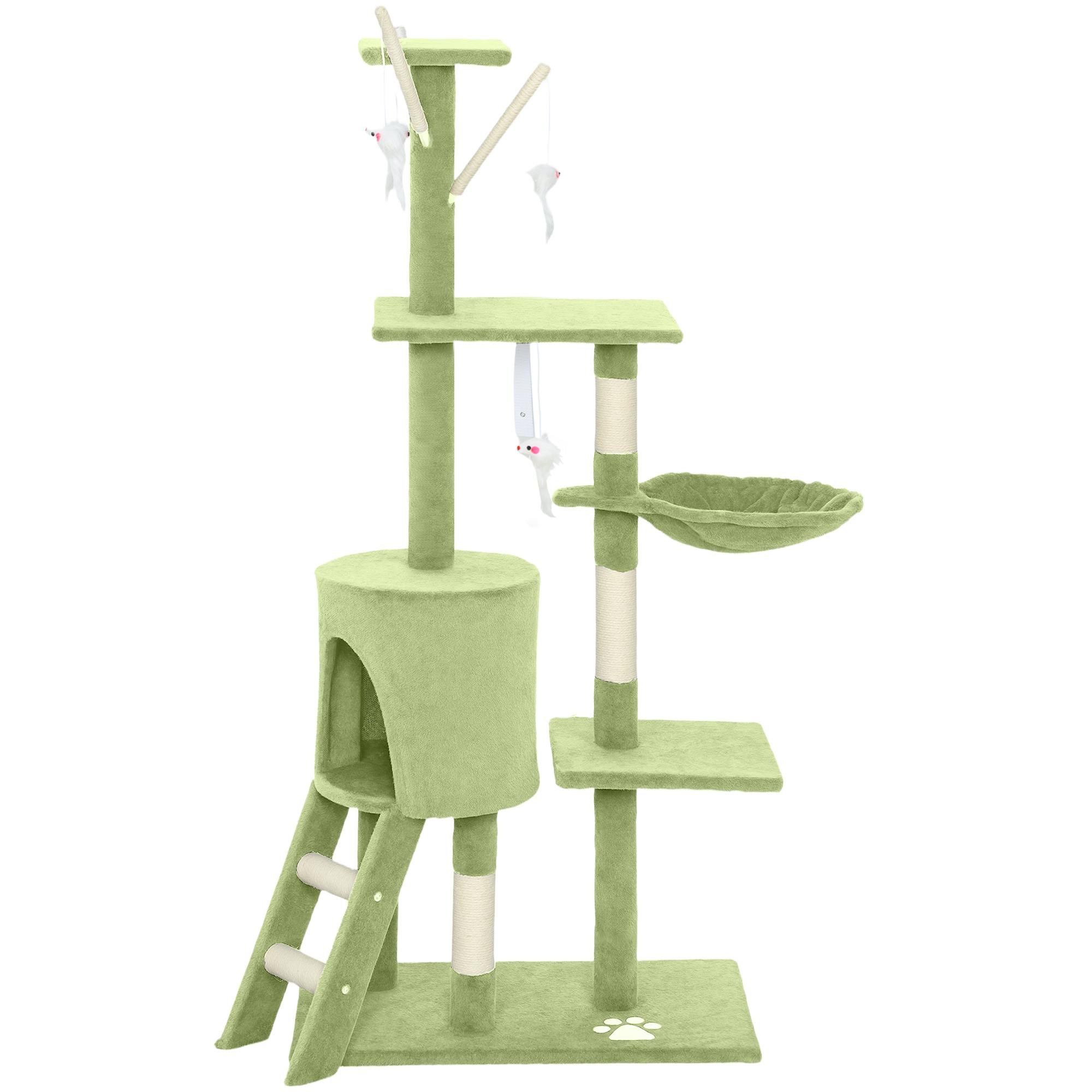 Green 53 Inch Cat Tree with Condo and Hammock