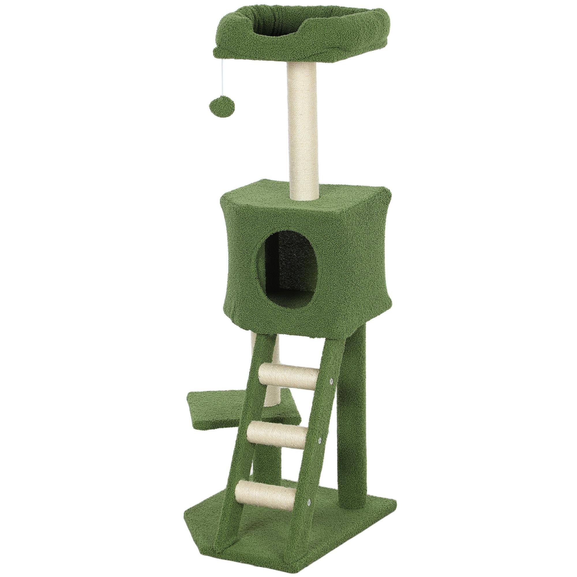 Green 47 Inch Cat Tower with Condo and Ladder