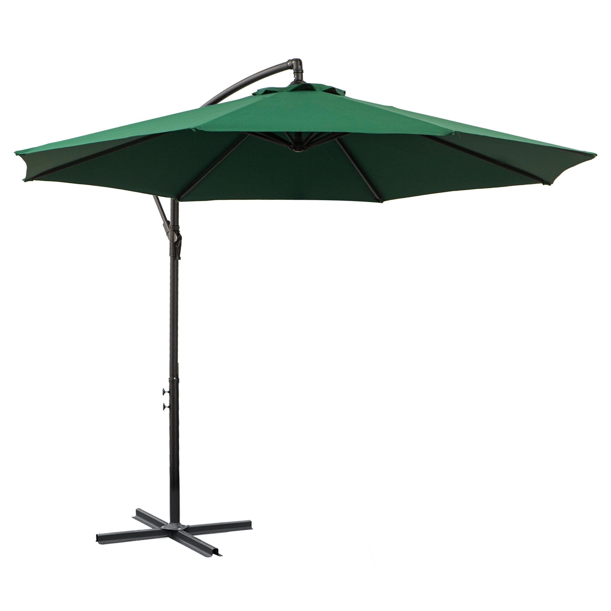 Green 295 cm Offset Umbrella with Cross Base
