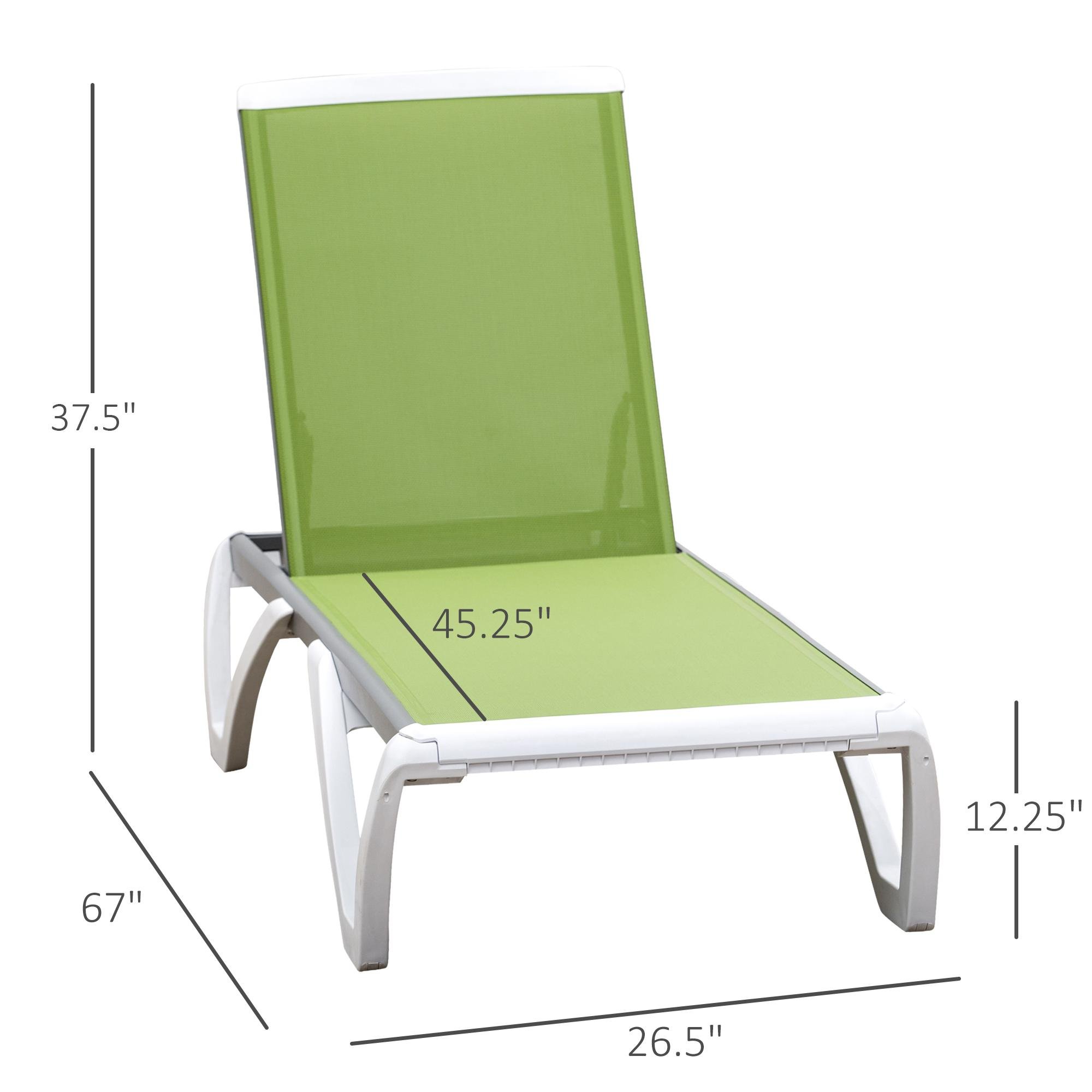 Green Aluminum Sun Lounger with 5-Level Backrest