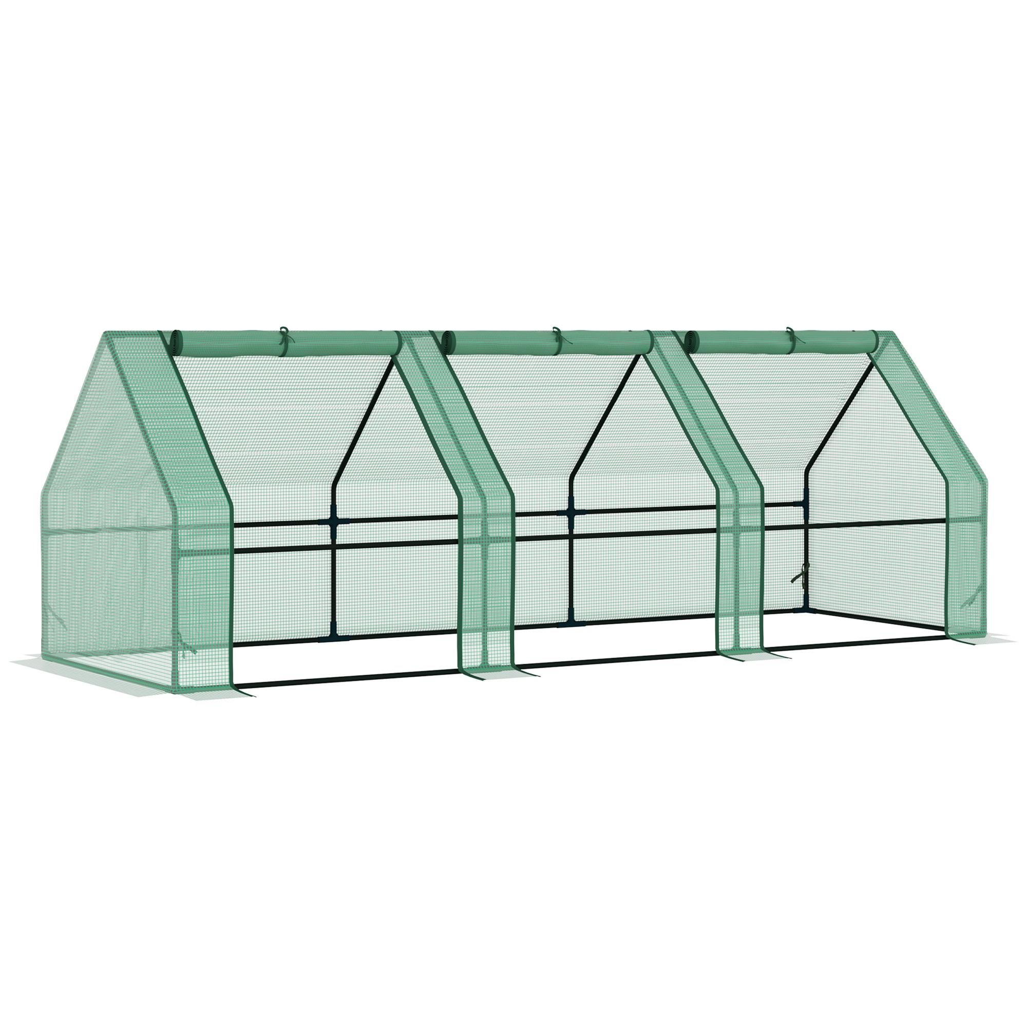 9' Green Portable Greenhouse with 3 Zipper Doors