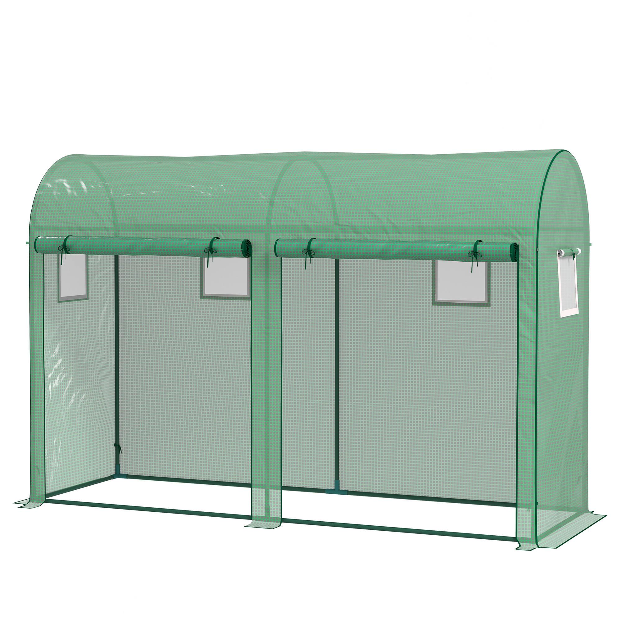 9.8 ft Green Steel Greenhouse with Two Roll-Up Doors