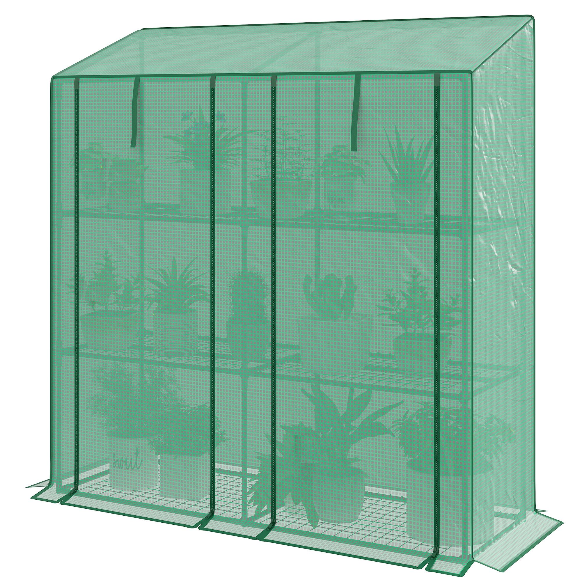 3 Tier Green Polyethylene Greenhouse with Roll-Up Doors