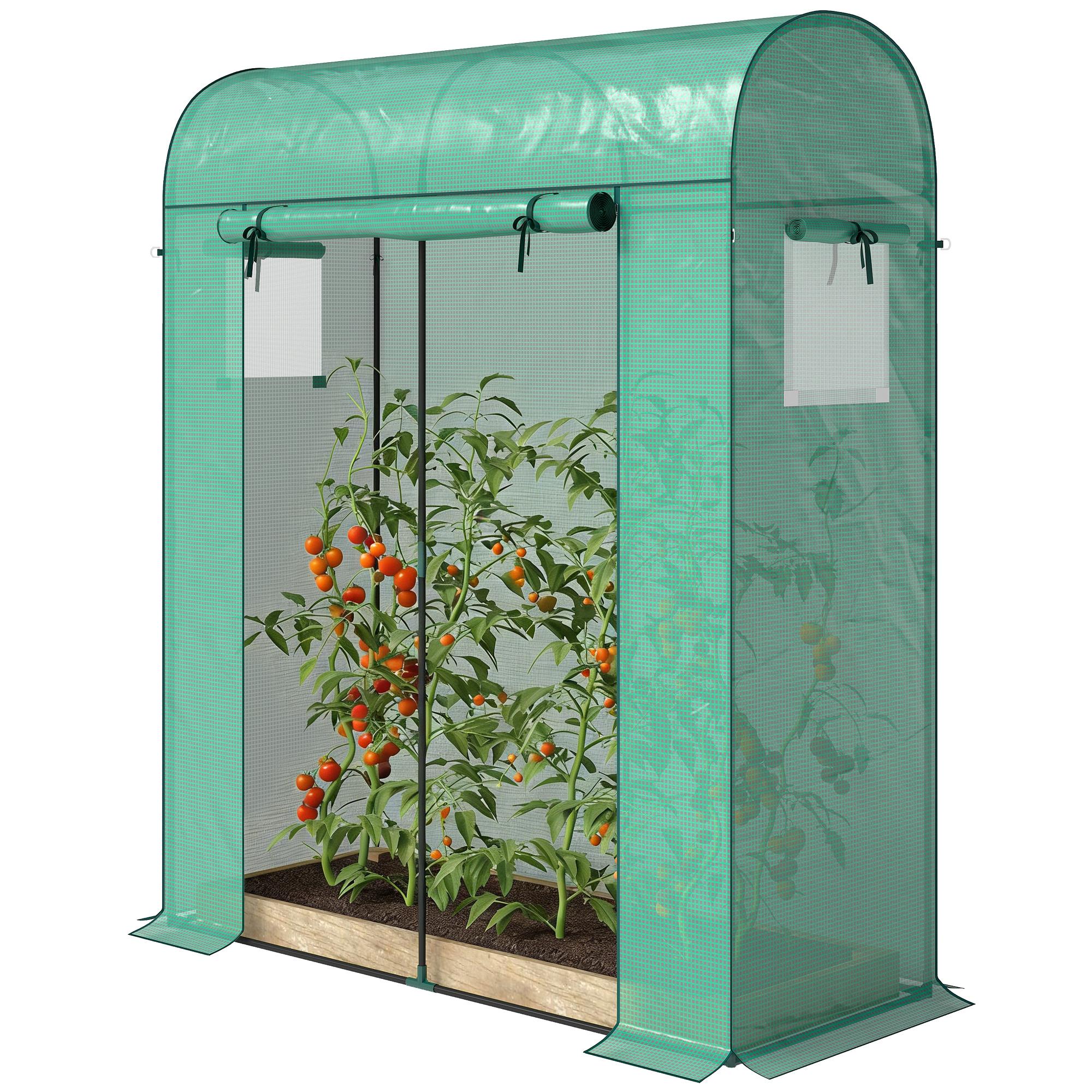 Green Steel Mini Greenhouse with Roll-Up Door