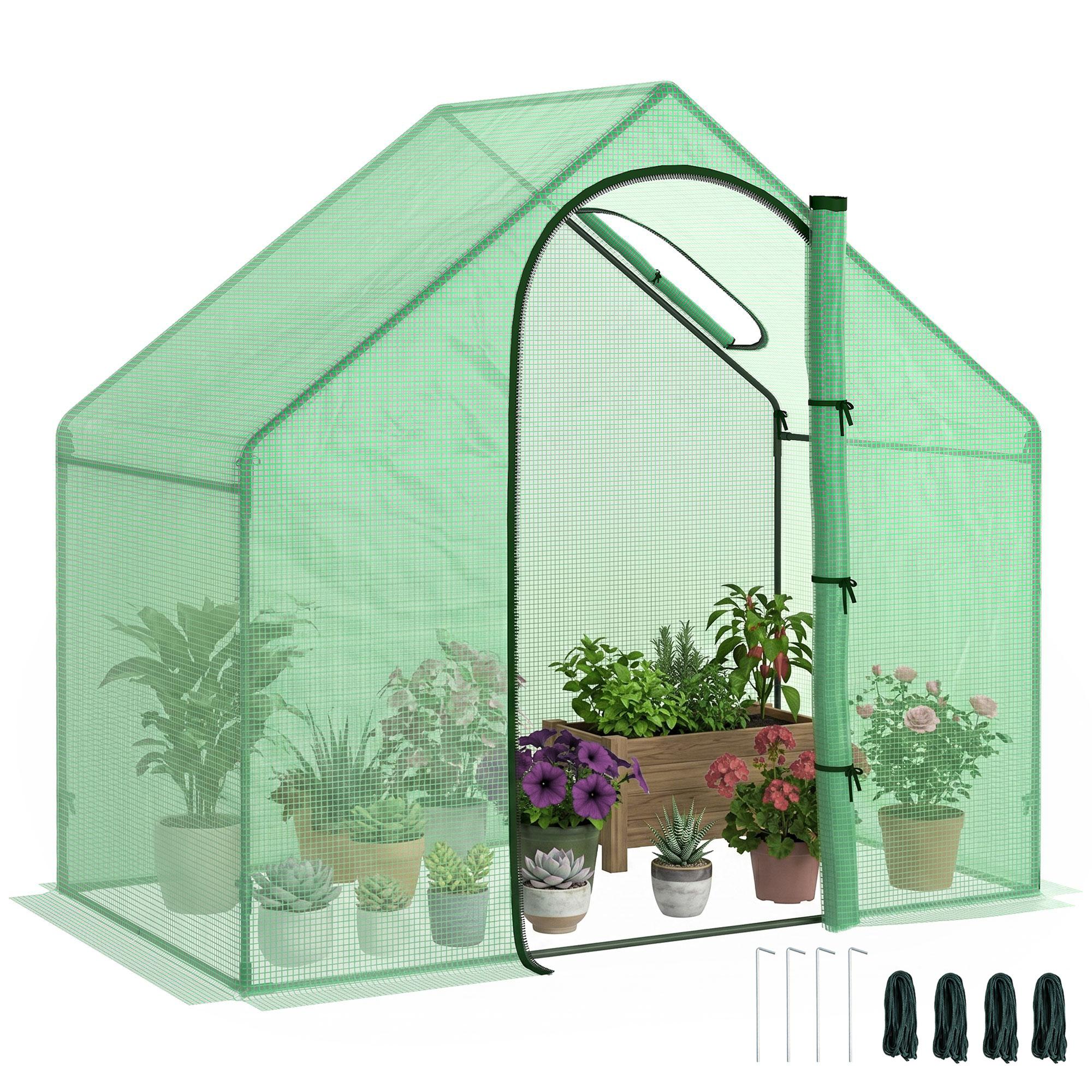 Large Green Steel Greenhouse with Roll-Up Door