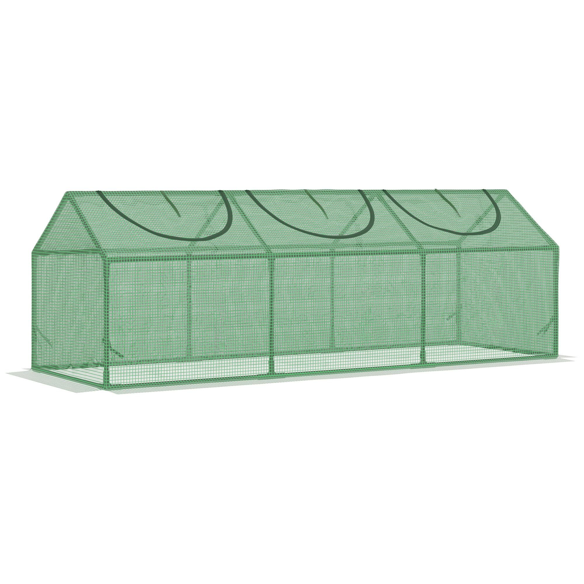 Large Green Tunnel Greenhouse with 3 Zipped Windows