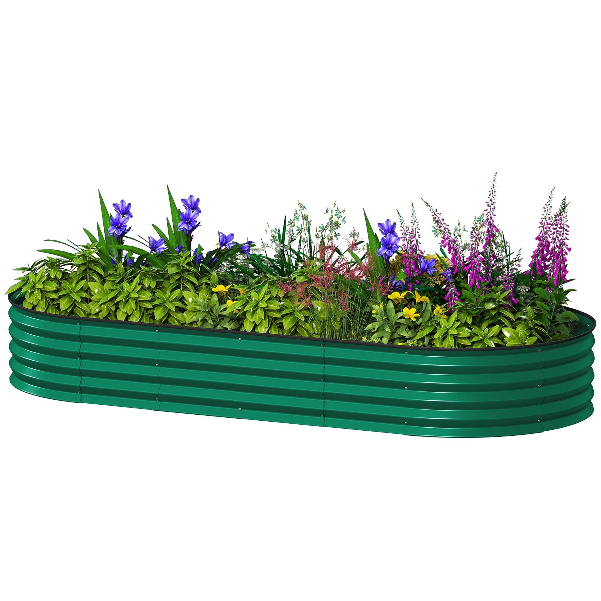 7 x 3 steel planter with open bottom, green