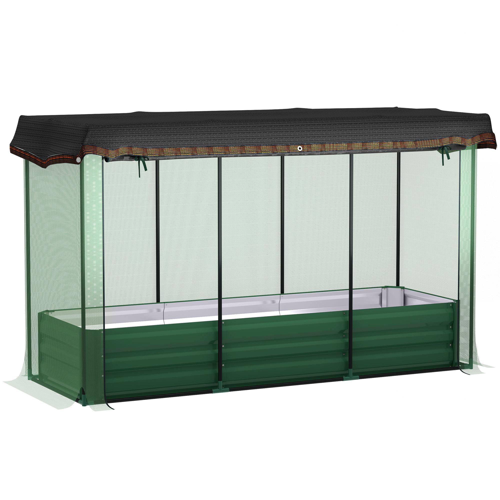 Green Steel Planter Cage with Shade Cloth, 6 x 2 ft