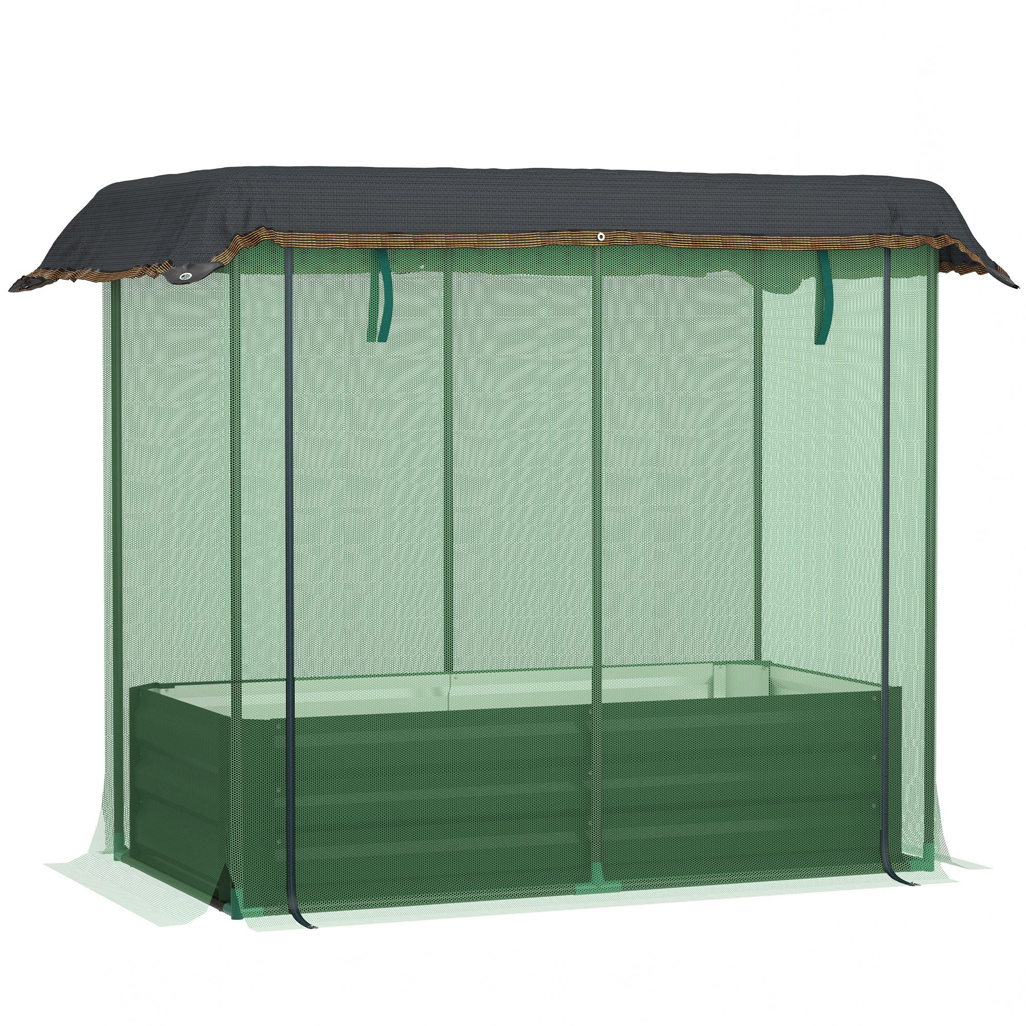 Green Steel Crop Cage Planter with Shade Cloth