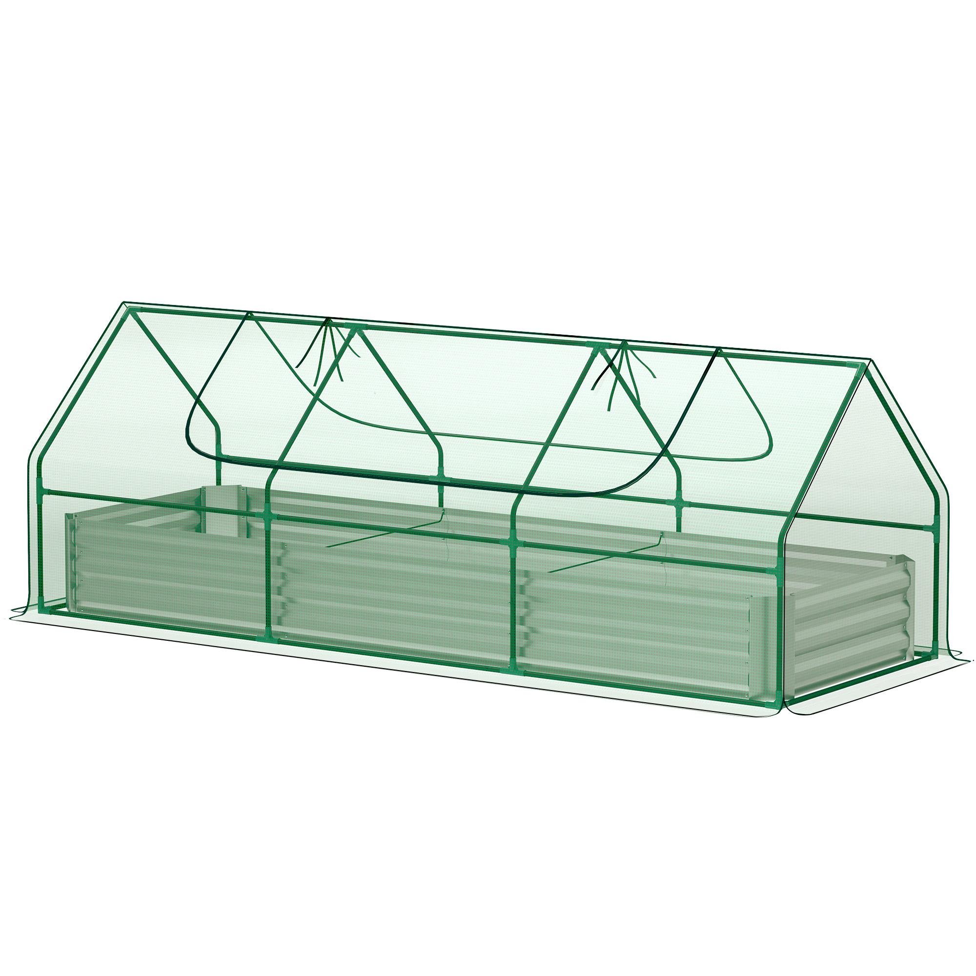 106 inch green planter with mini greenhouse cover