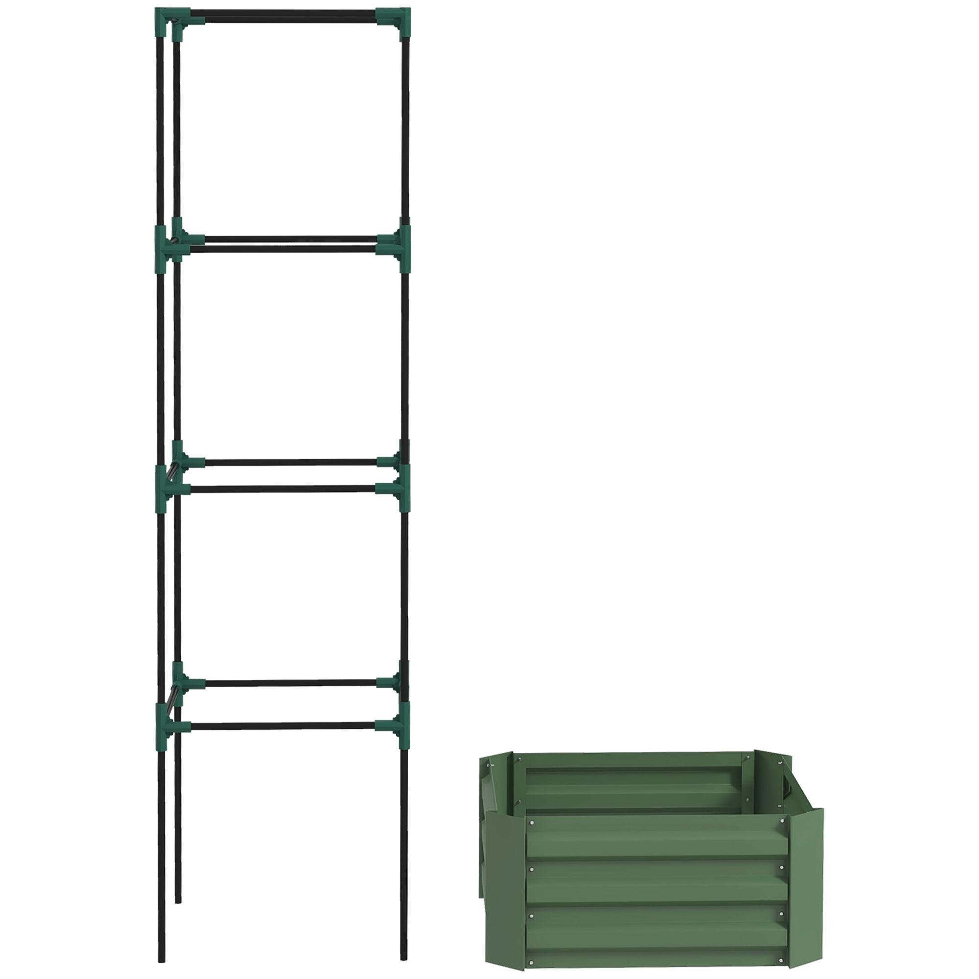 Green Alloy Steel Trellis Planter, 4-Tier Cage