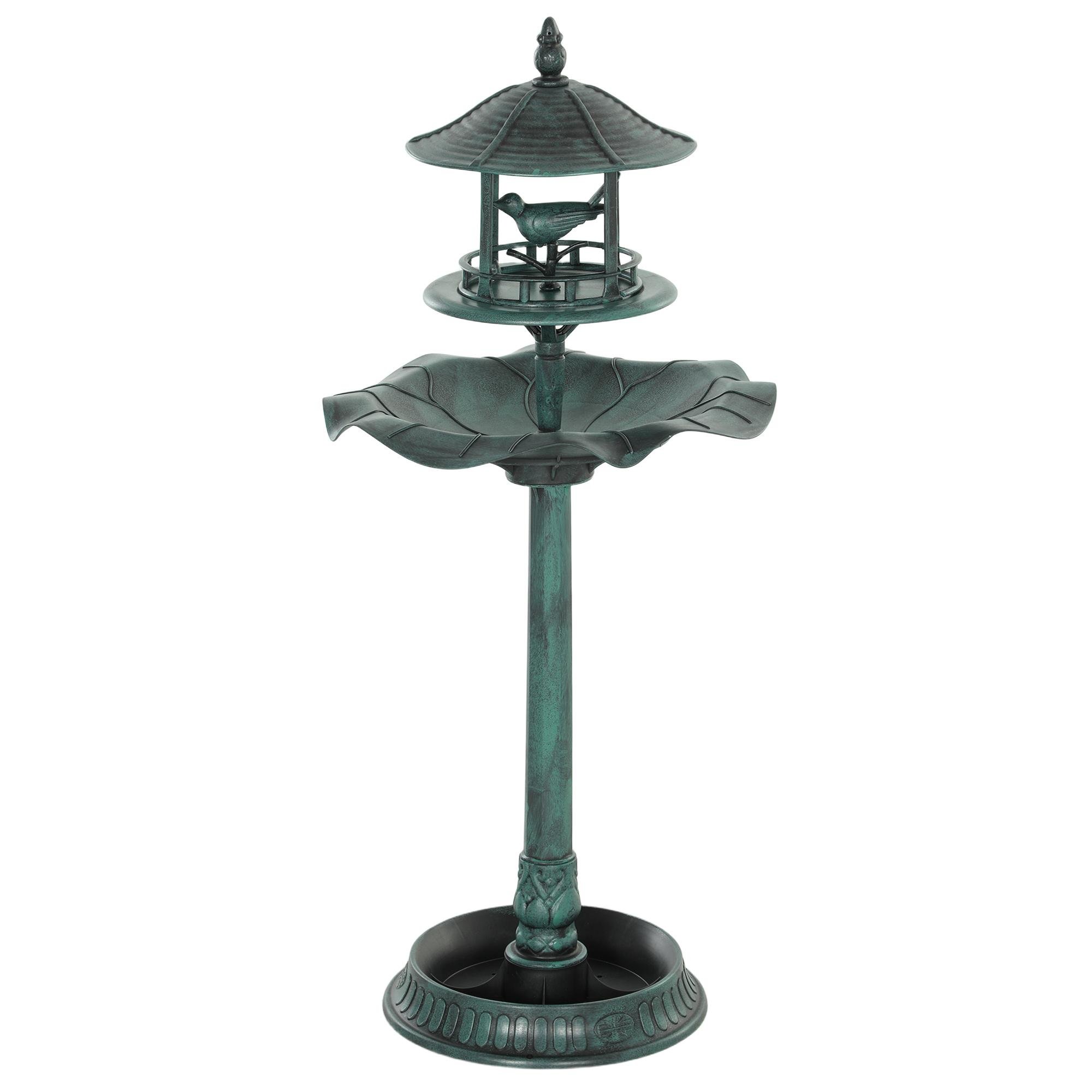 Green Resin Bird Bath Planter, 3-in-1 Garden Decor