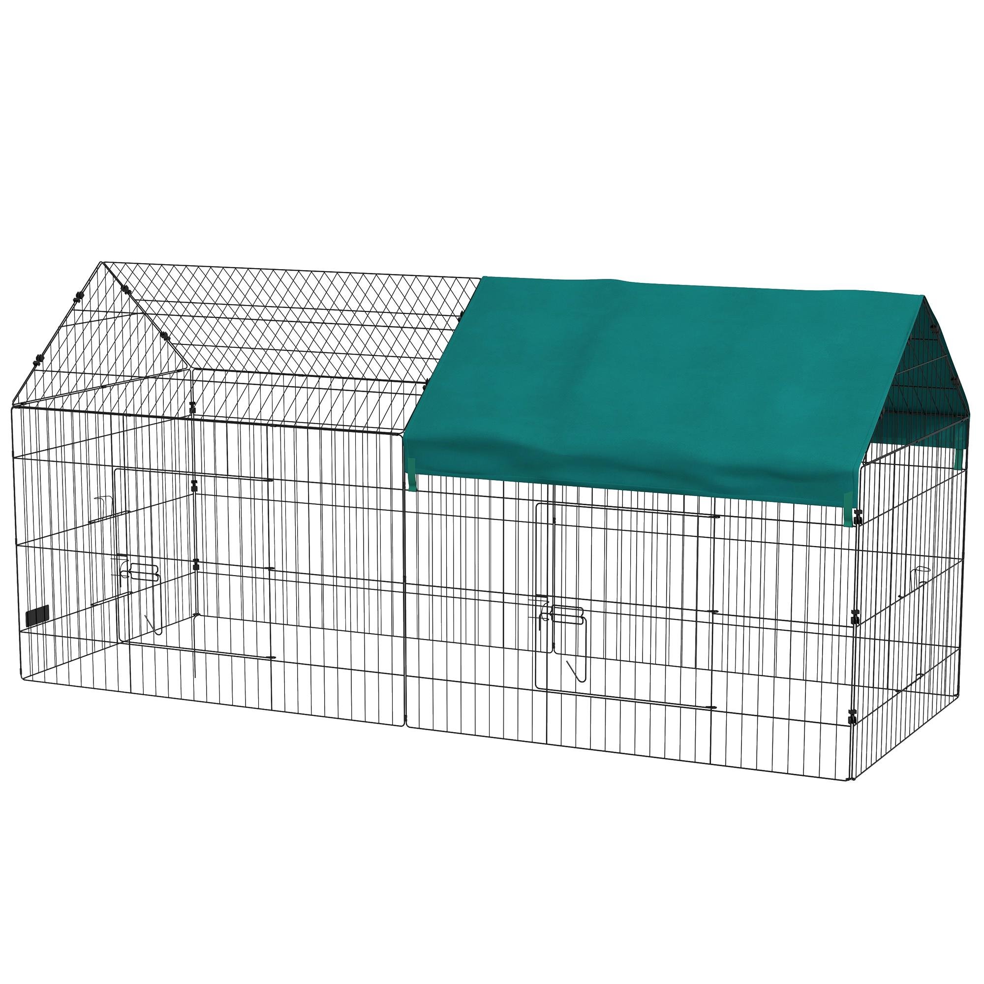 Green Roofed Animal Cage with Shade Roof, 86.6 in