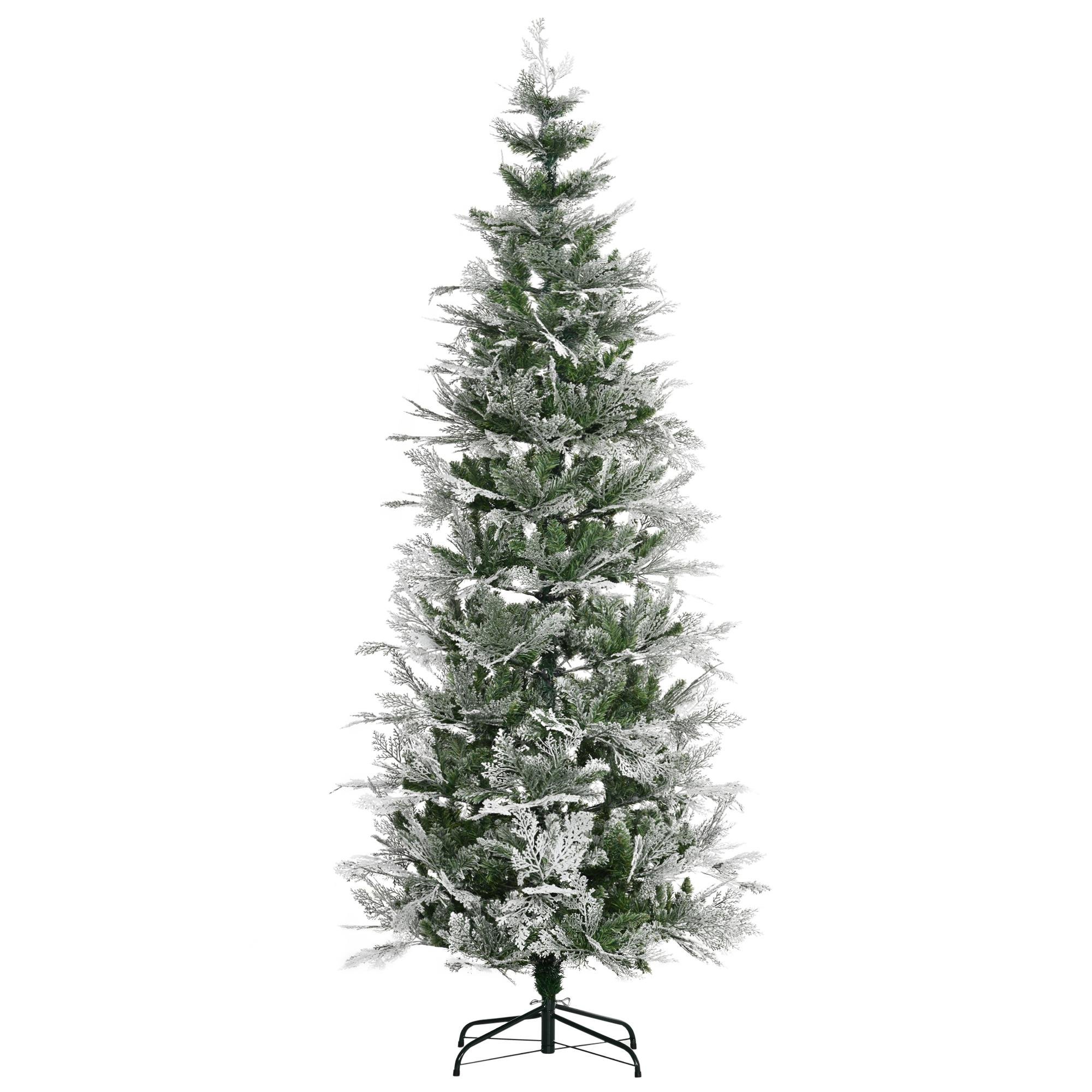 7.5 Ft Flocked Cypress Tree with Auto-Open Branches