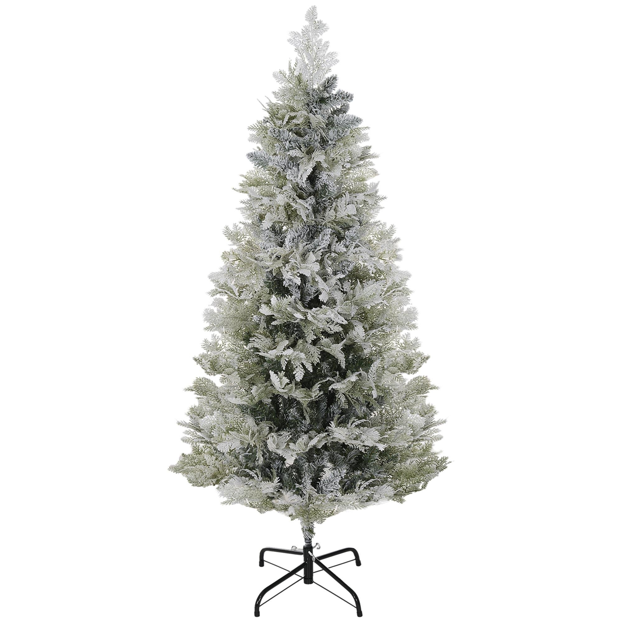 5 ft Flocked Cypress Tree with Auto-Open Branches