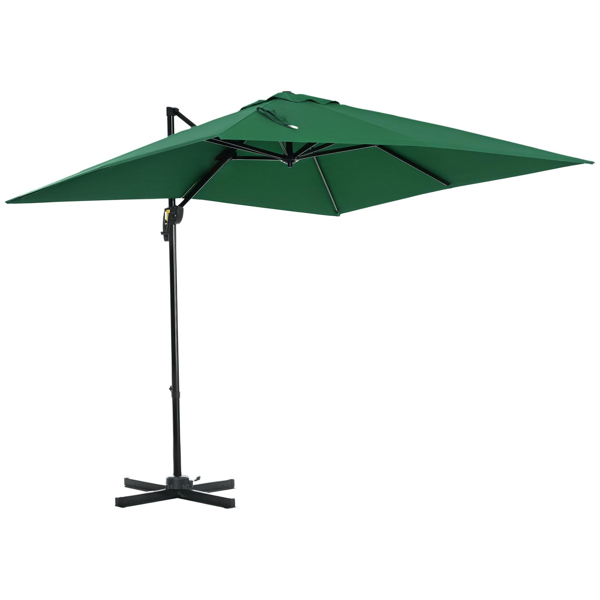 Green 8 ft Cantilever Umbrella with 360° Rotation