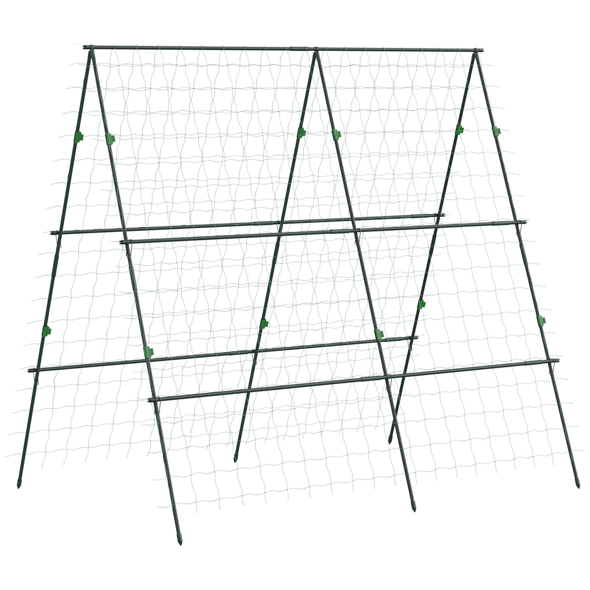 Green Steel A-Frame Trellis with Netting, 70.9-Inch