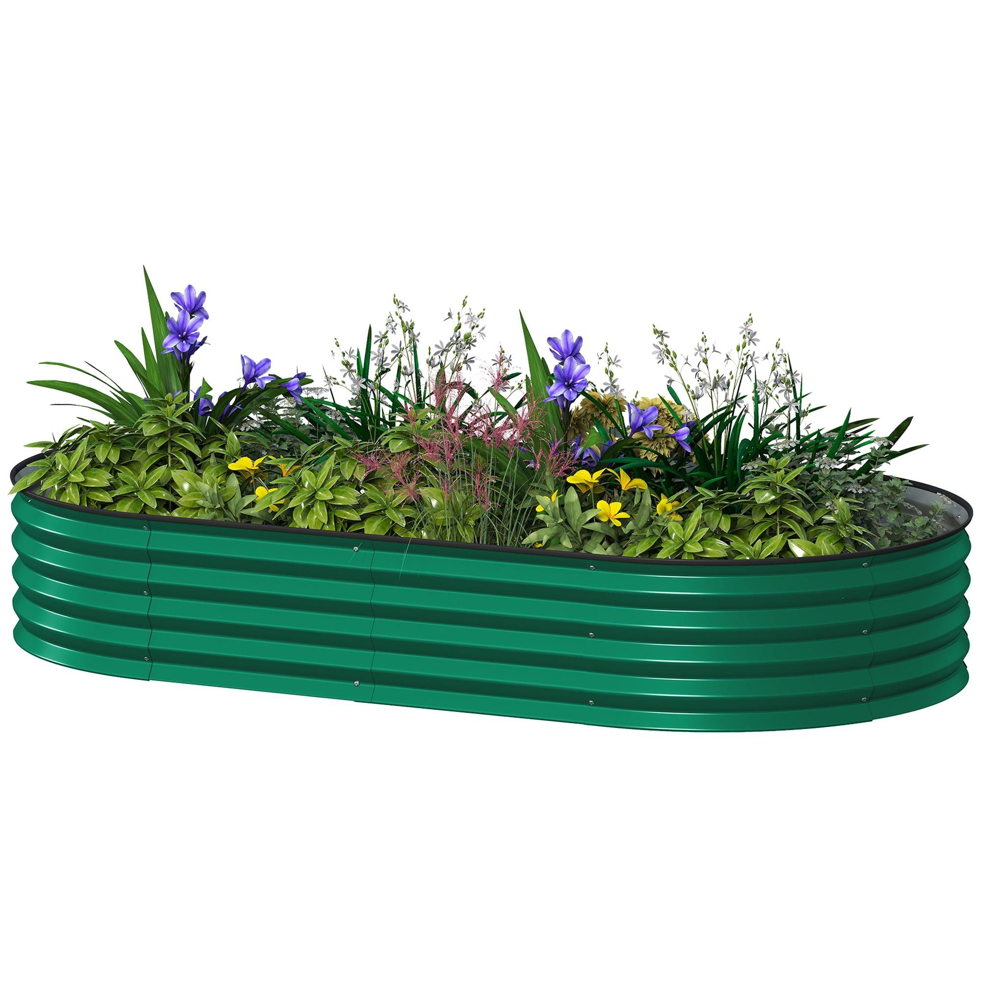 Green Steel Planter with Modular Panels, 6' x 3' x 1'