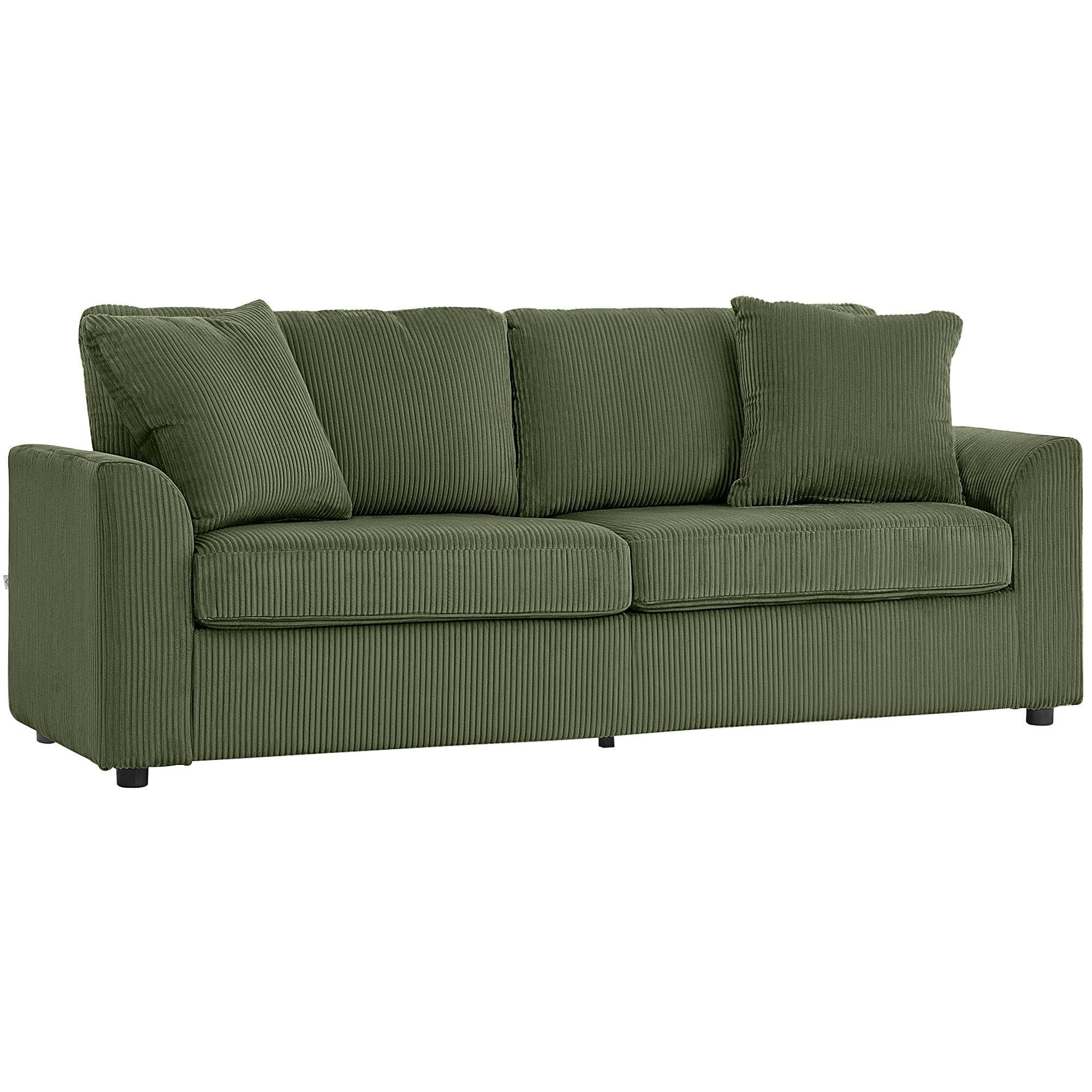 83.5 Inch Green Corduroy Sofa with Pocket Springs