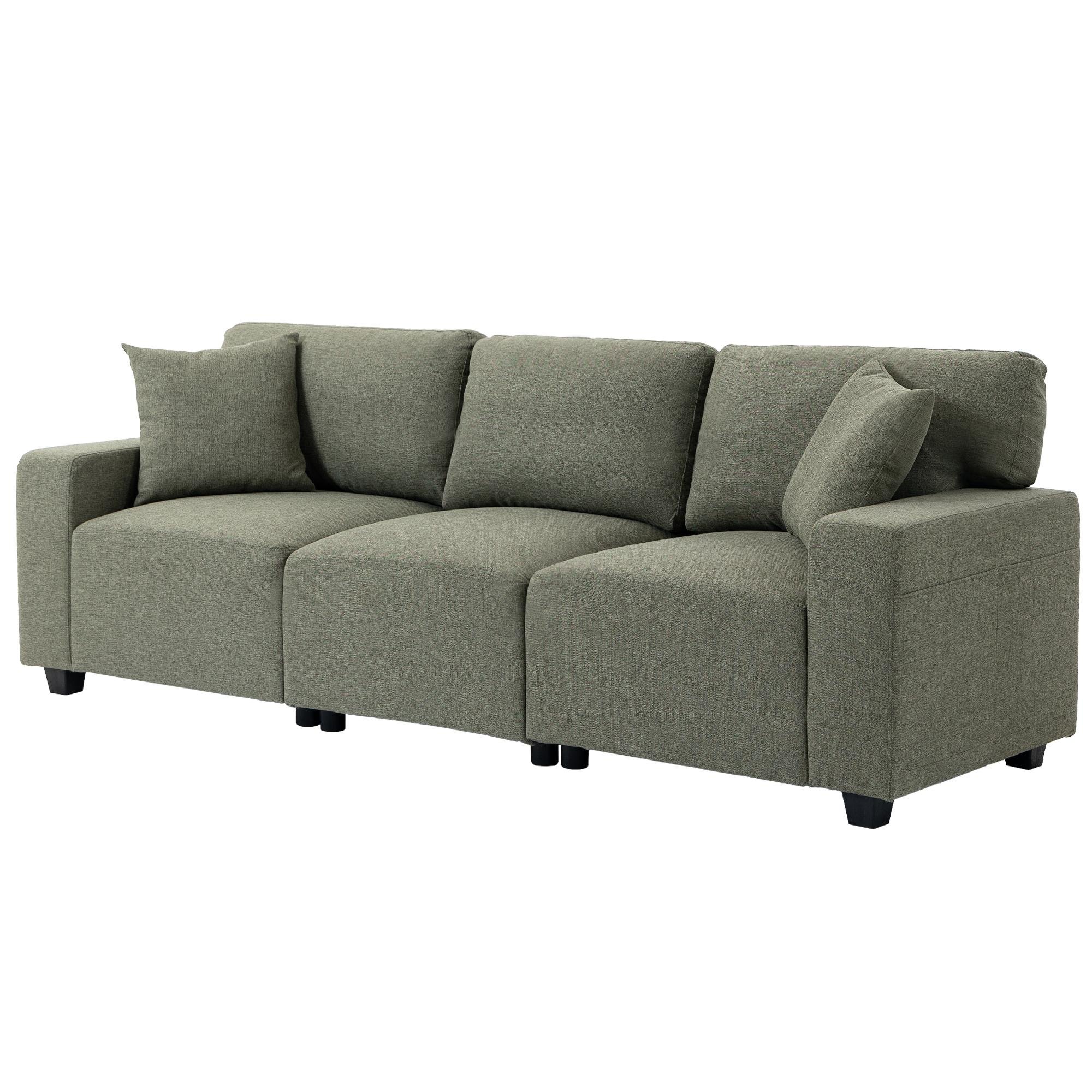 Green Pocket Spring Sofa with Storage Pockets