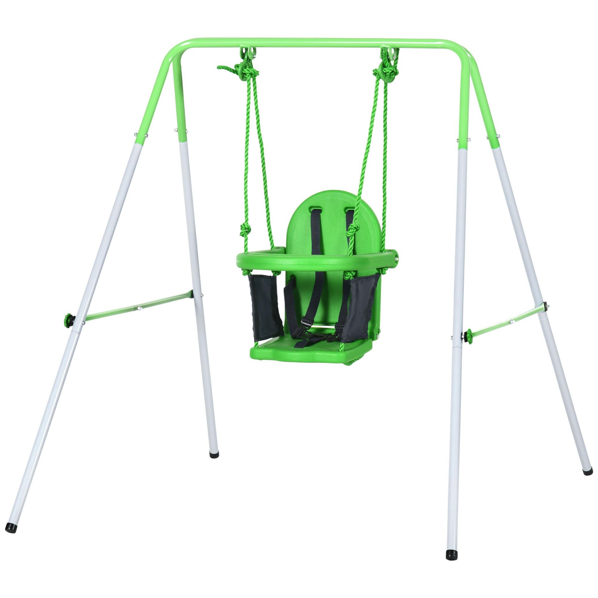 Green Toddler Harness Swing, A-Frame Design, 6-36 Months