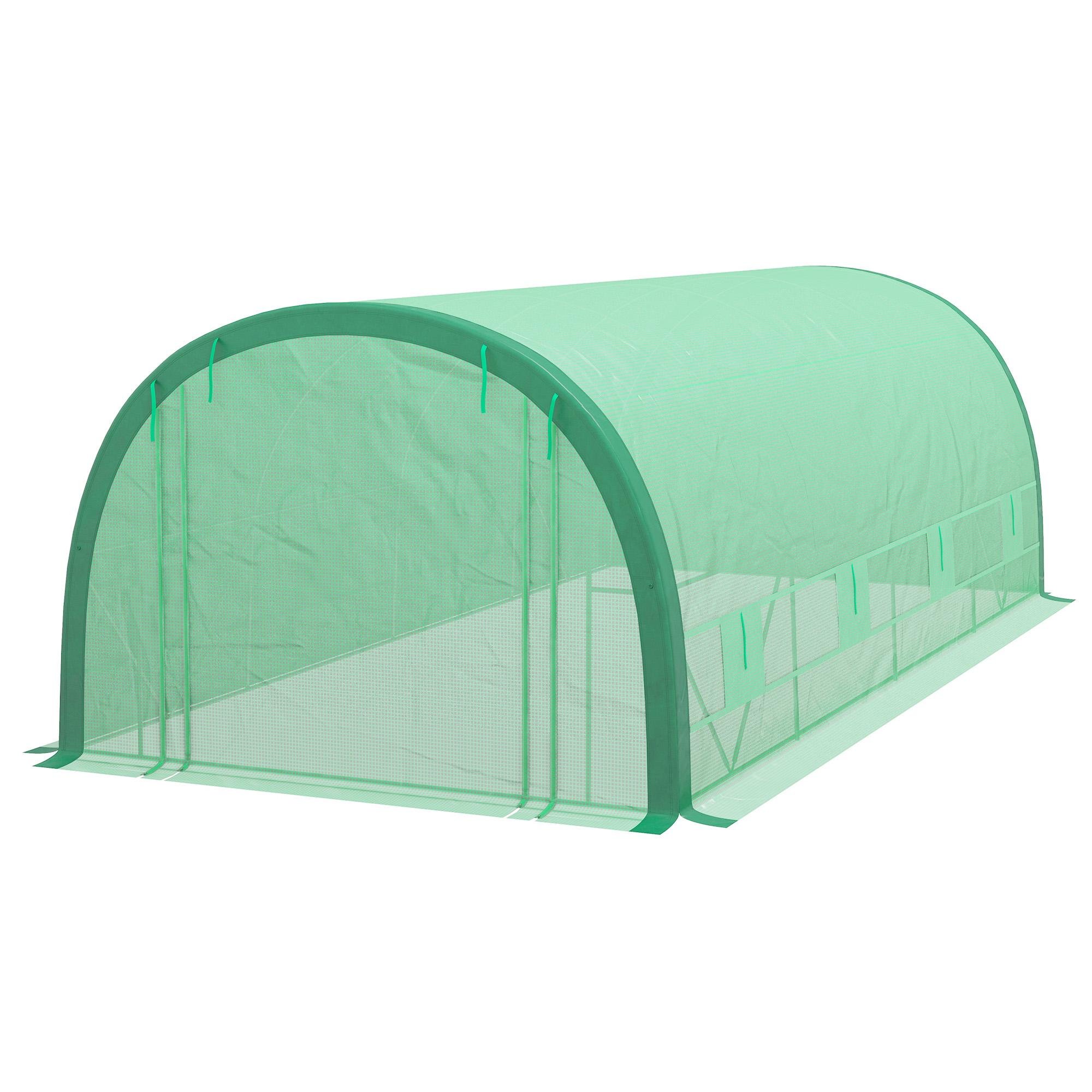 Green 19.5x10 Tunnel Greenhouse with Reinforced Frame