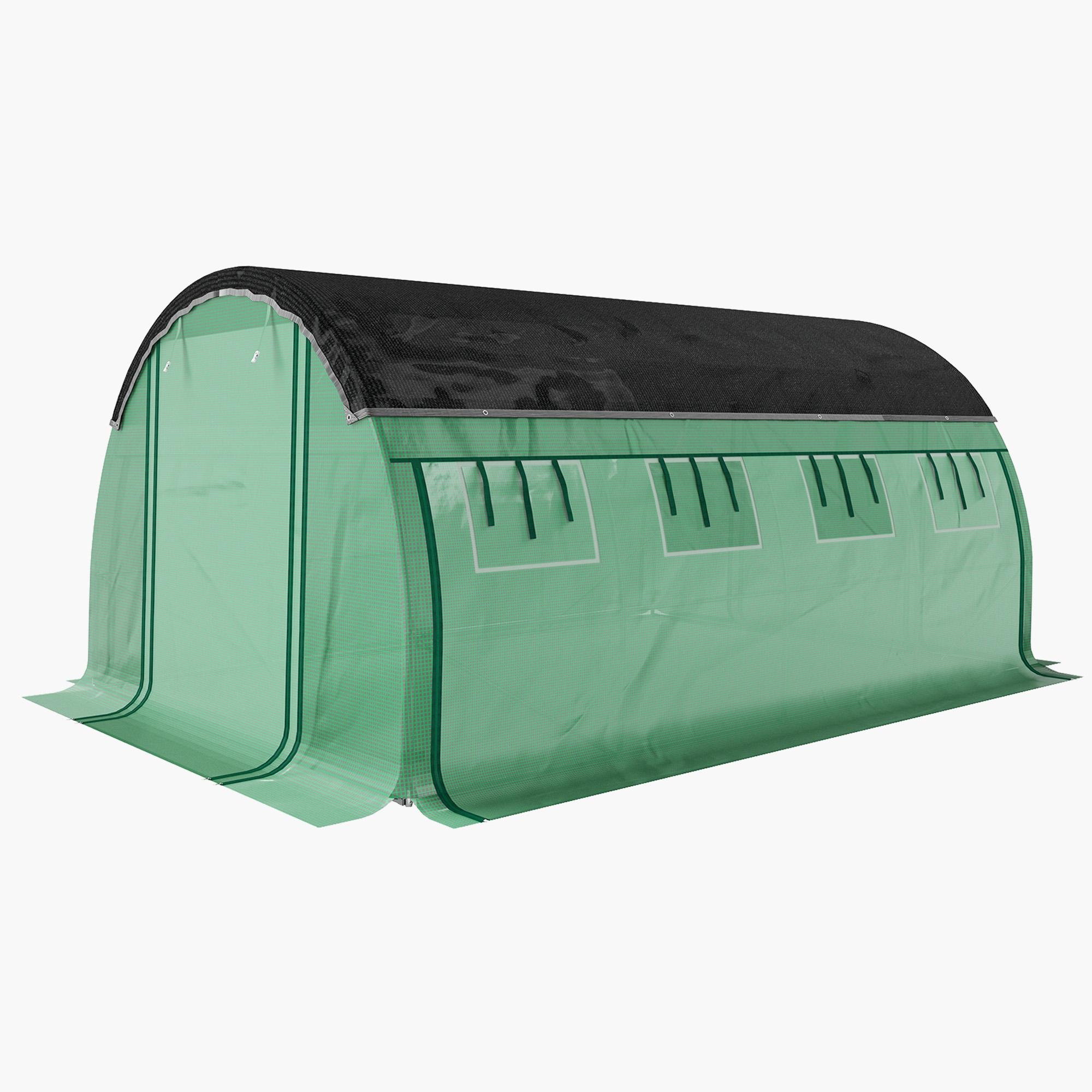 Green 10x13 ft Tunnel Greenhouse with Sunshade Net