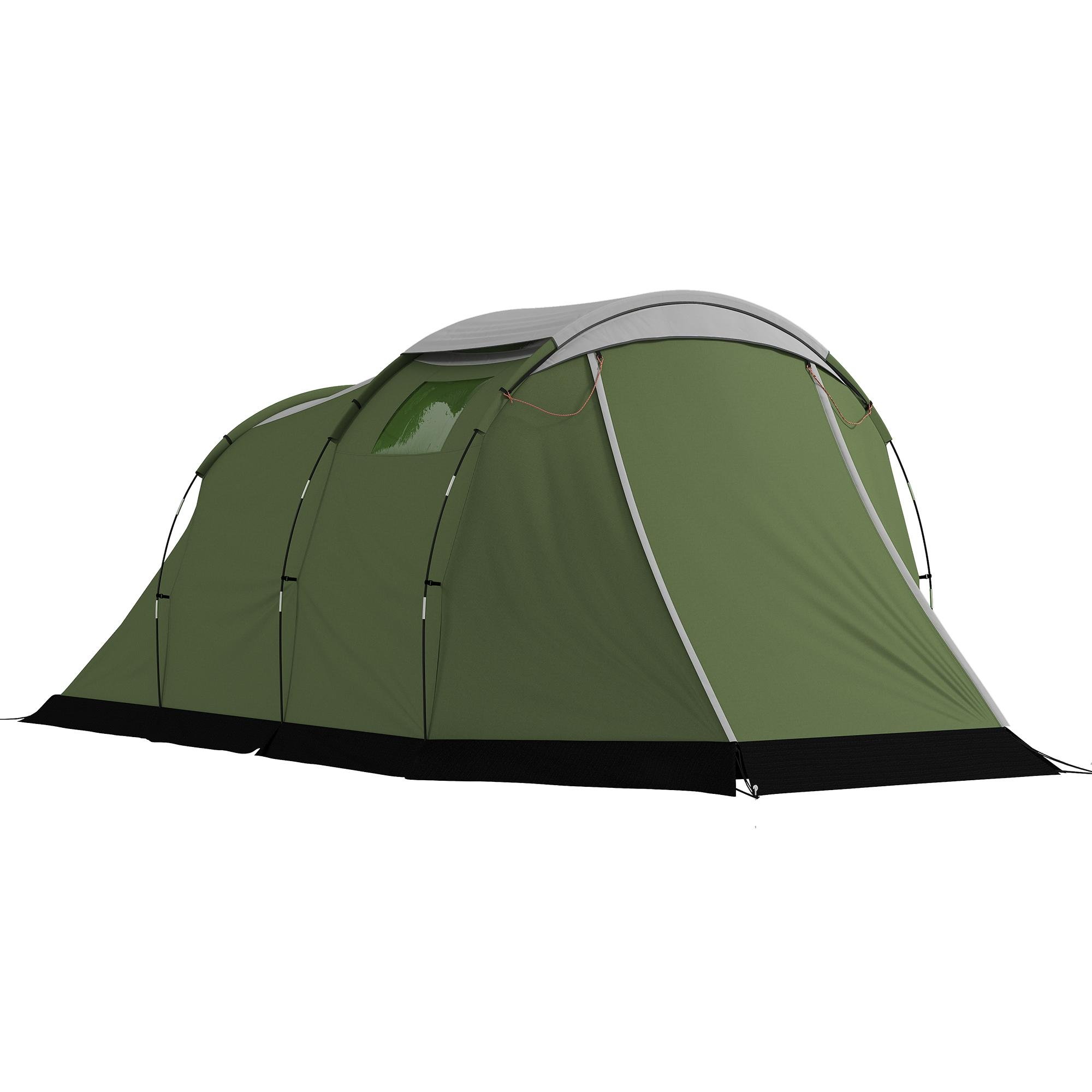 Green 3-4 Person Tunnel Tent with Two Rooms