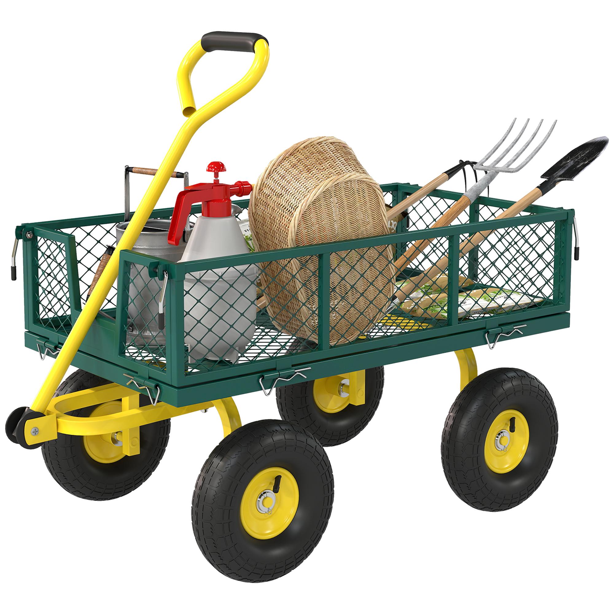 440 lb Green Utility Wagon with Removable Sides