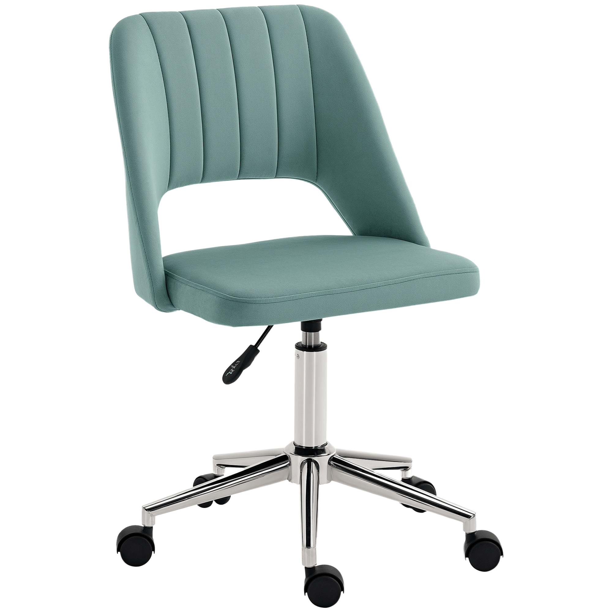 Green scallop velvet task chair with adjustable height