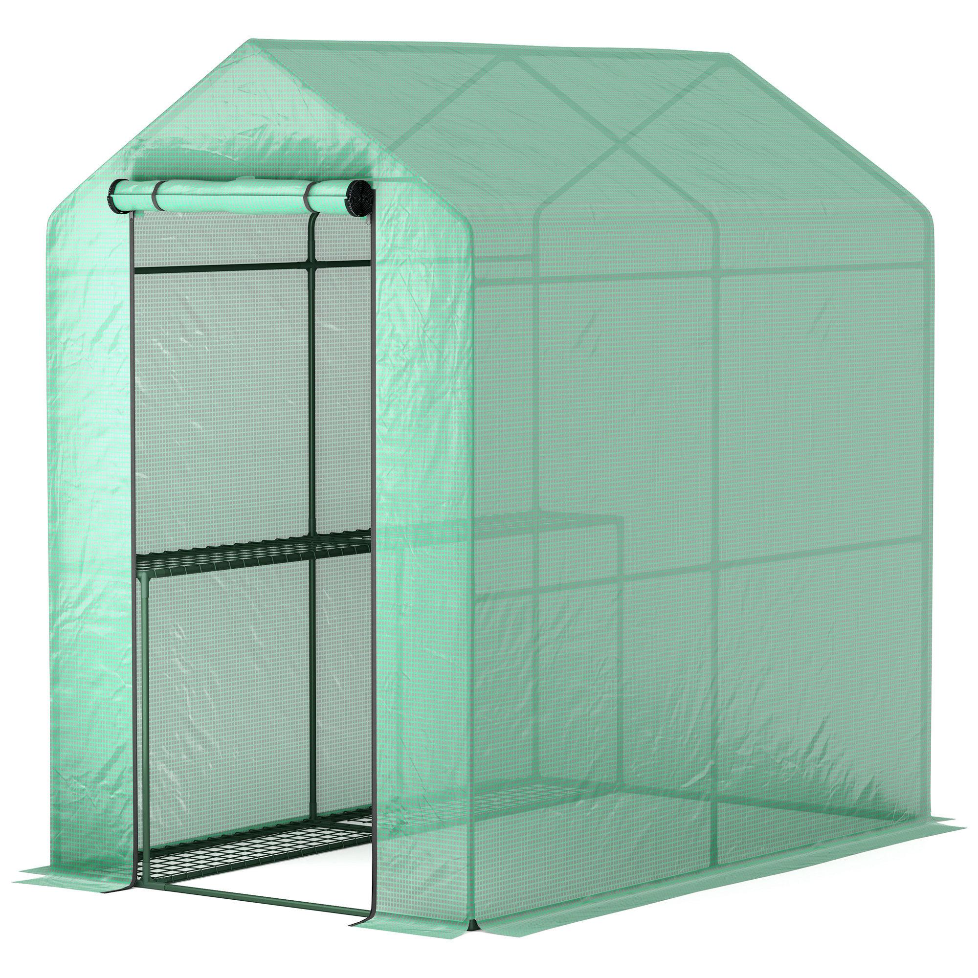 Green Walk-In Greenhouse with Four Wired Panels, 73.2 in