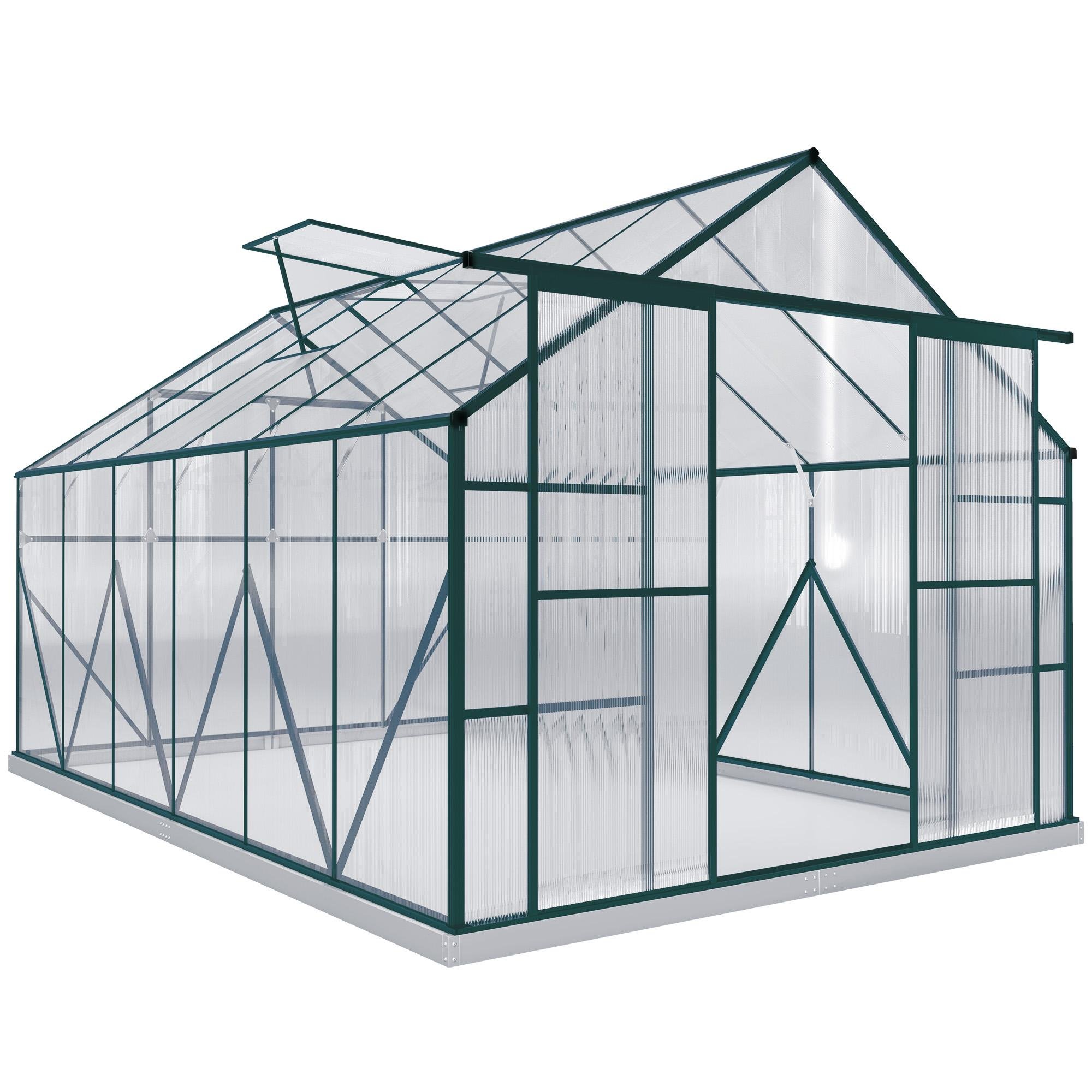 12 x 8 Polycarbonate Greenhouse with Adjustable Roof Vent
