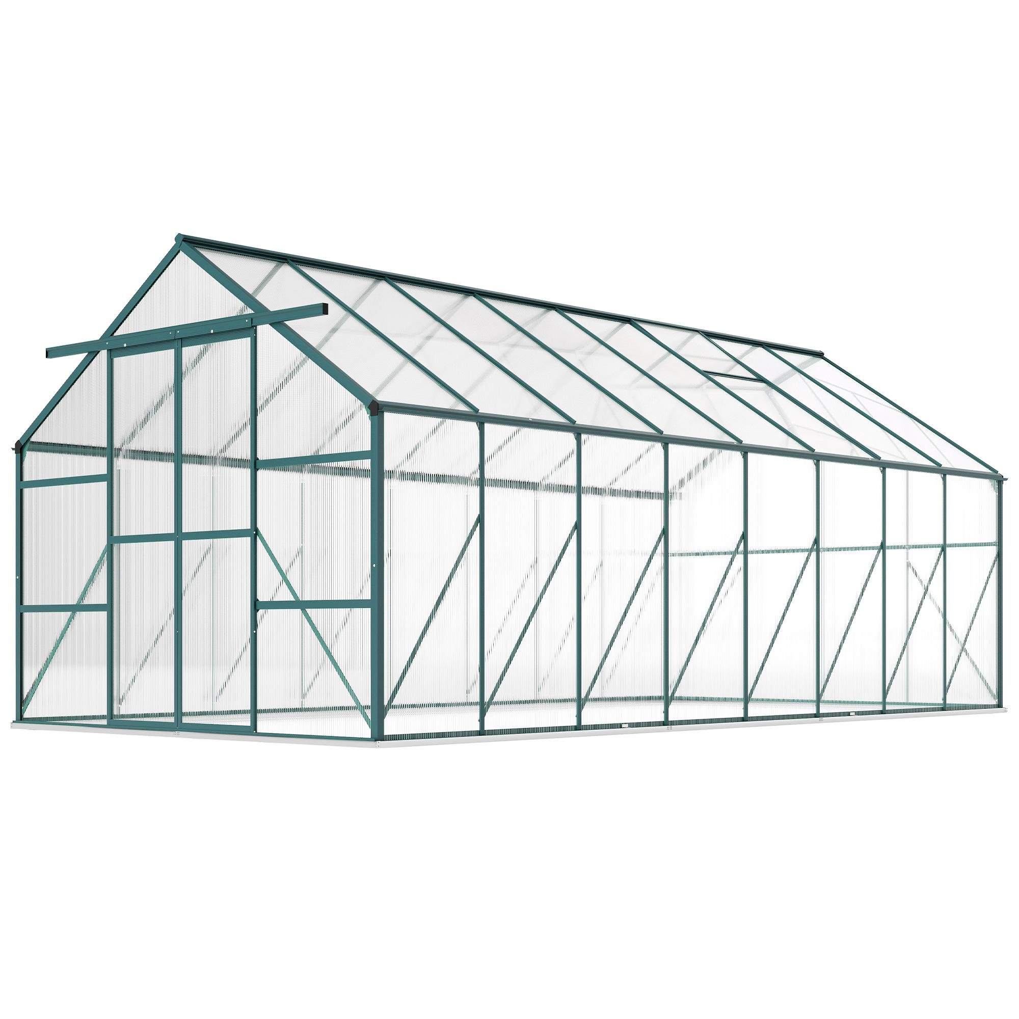 16 x 8 Green Greenhouse with Polycarbonate Panels