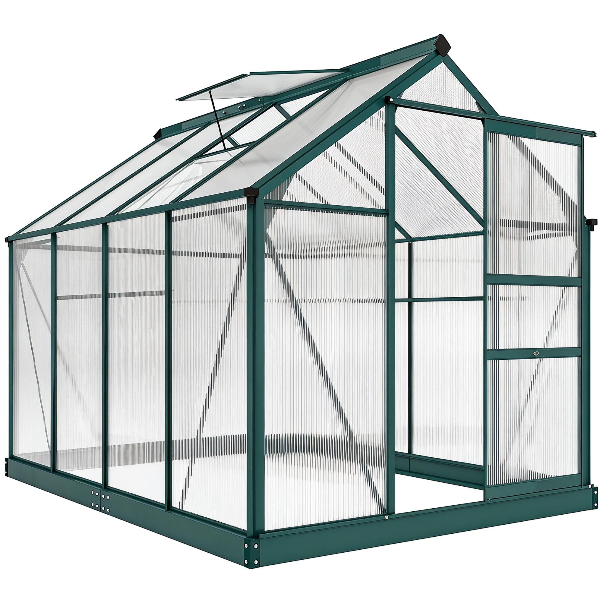 Green 6.2 x 8.3 Greenhouse with Rooftop Vent, Walk-In