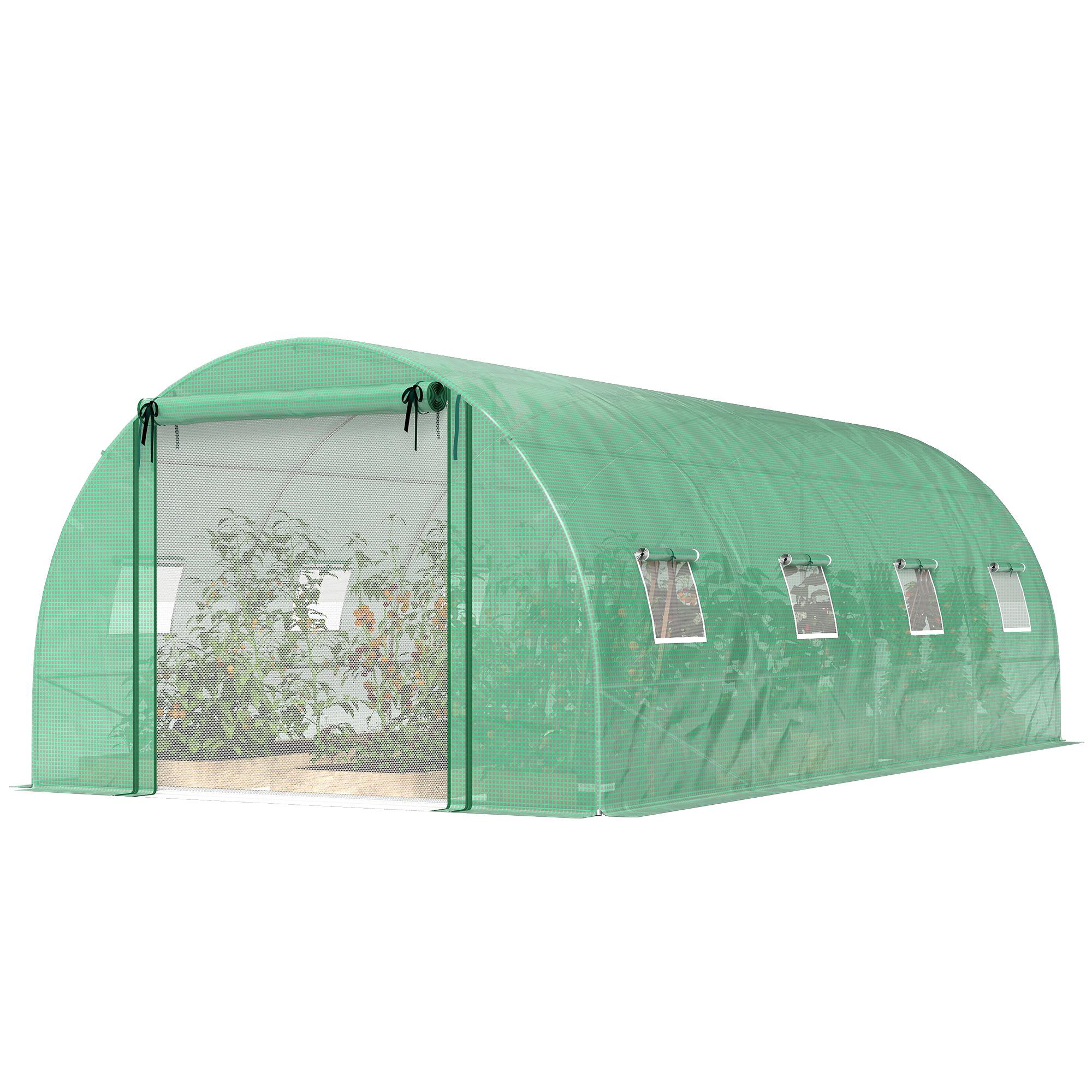 Green 20x10x7 ft Polytunnel with Support Rods