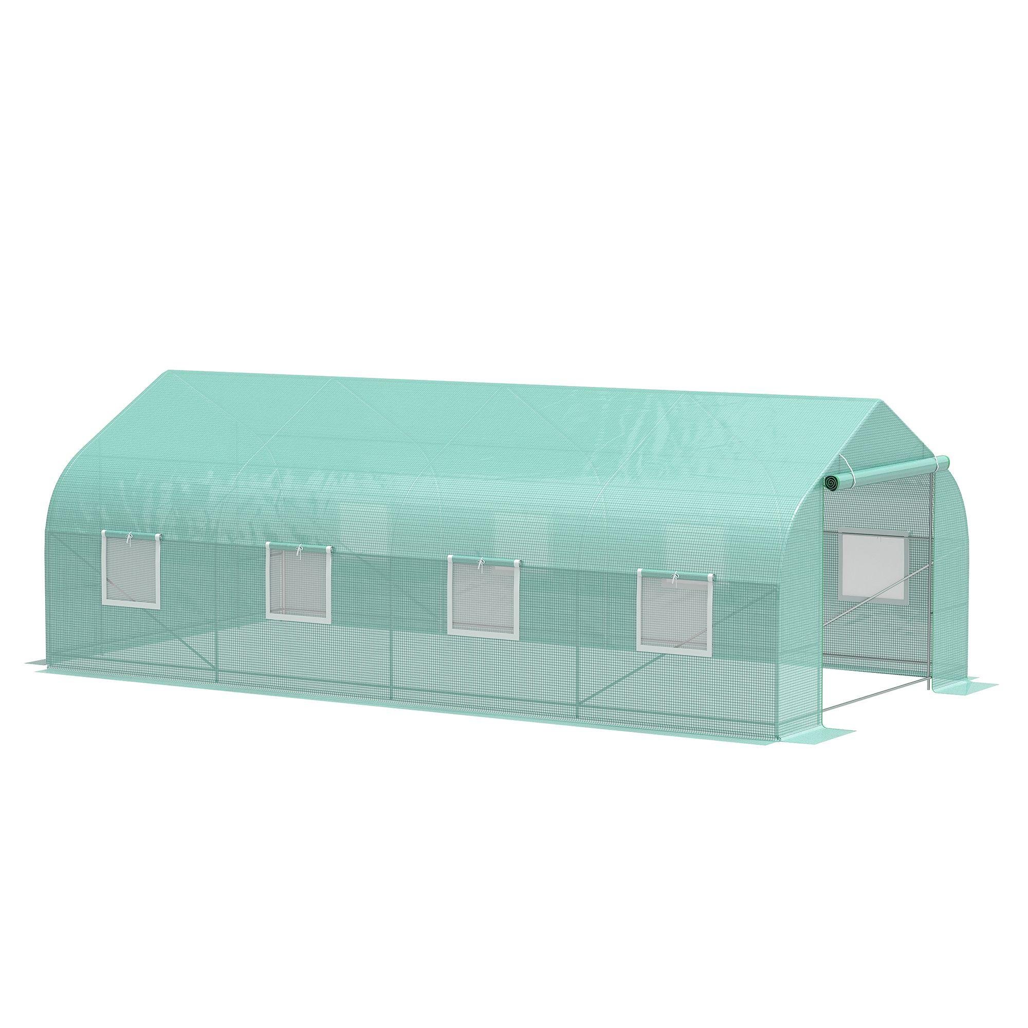 Green Tunnel Greenhouse 20x10x7ft with PE Cover