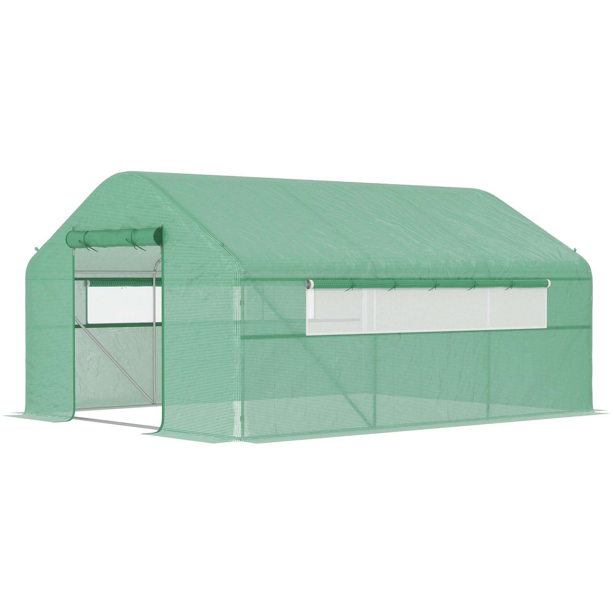 Green Galvanized Tunnel Greenhouse for Walk-In Garden Growing