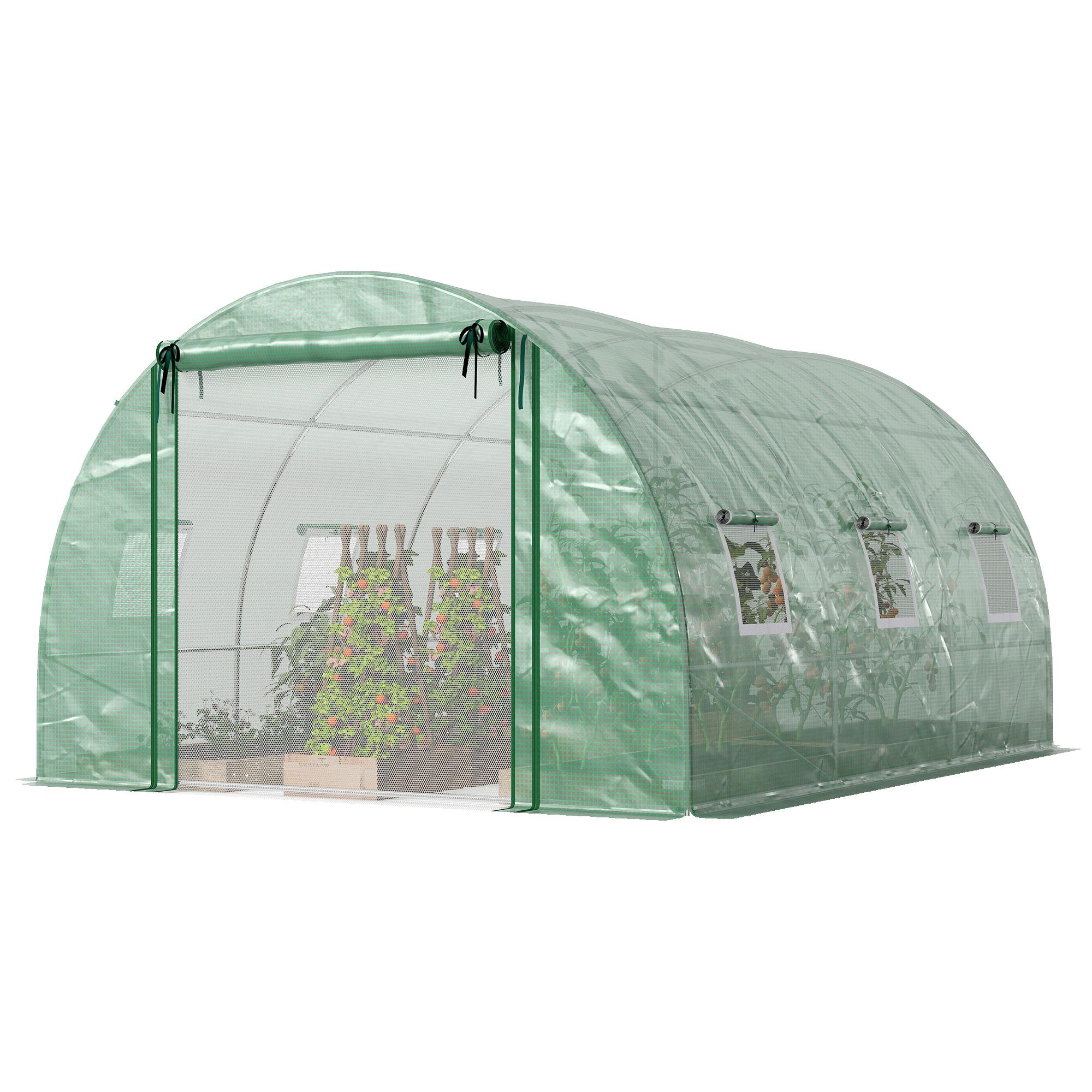 Green 13x9.8 Tunnel Greenhouse with Support Rods