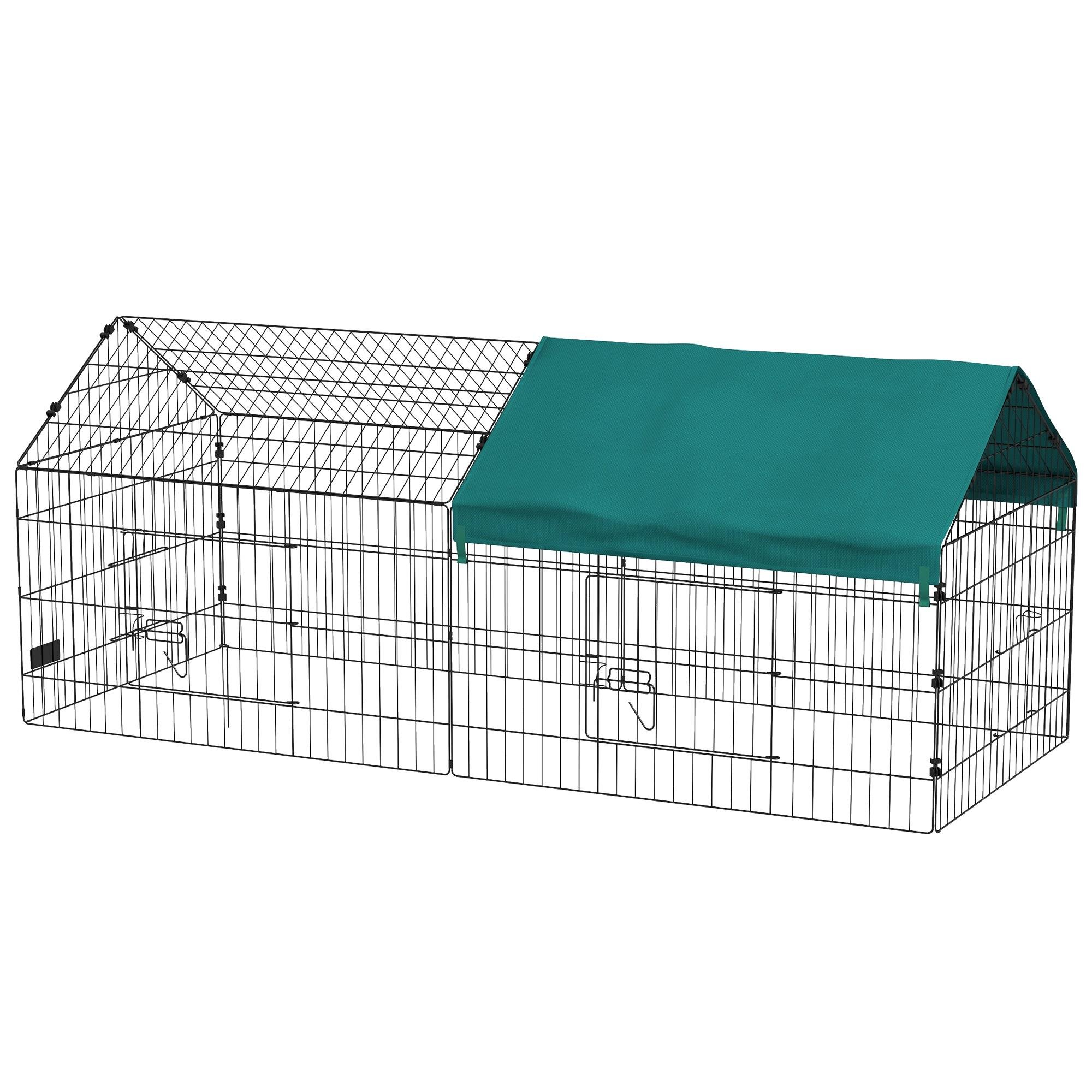 Green 72.8-Inch Animal Cage with Shade Roof